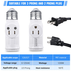 E26 outlet converter 1pc white adapter