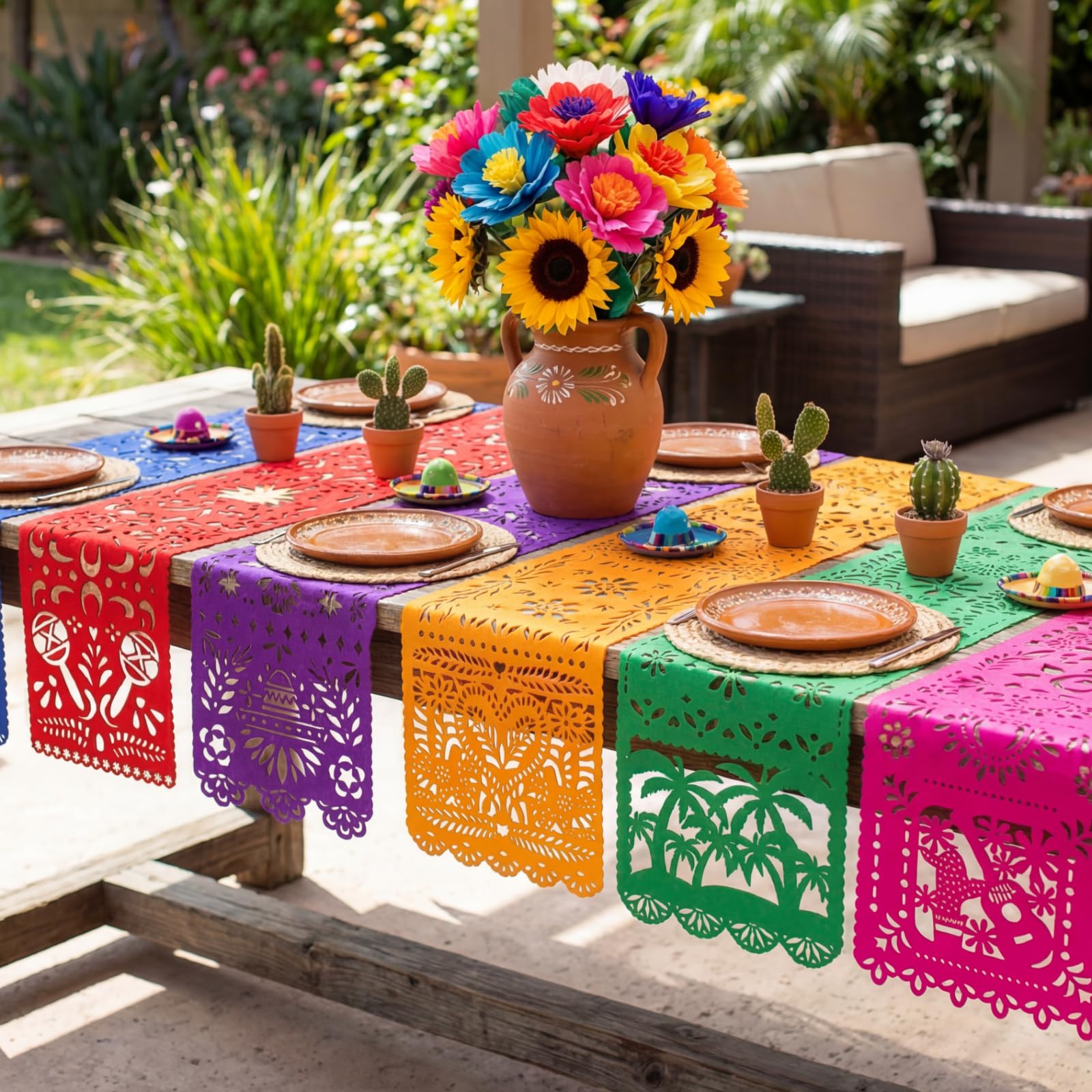 Eaasty 12pack mexican party table runners 29x10 inches