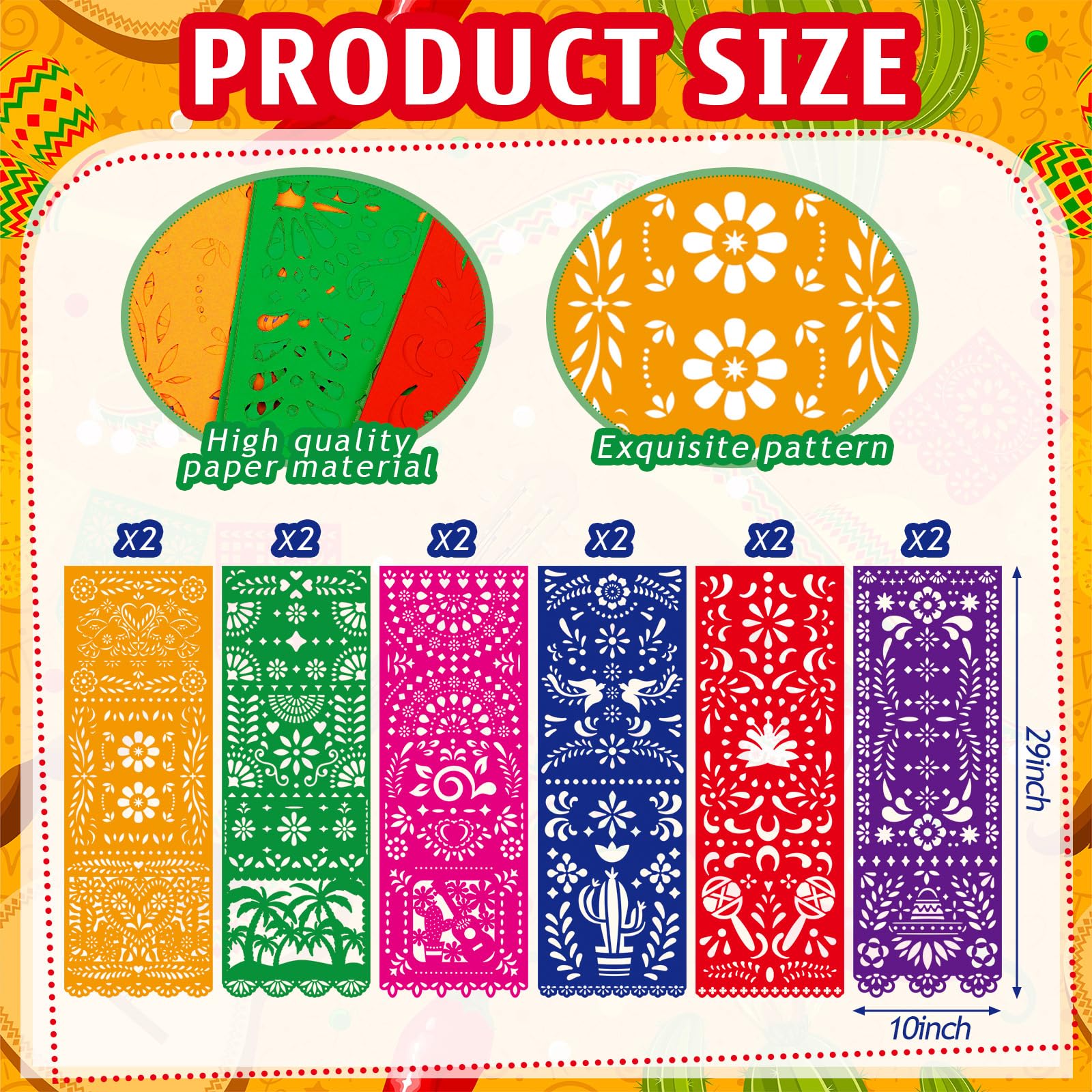Multicolor papel picado table runners for mexican decor