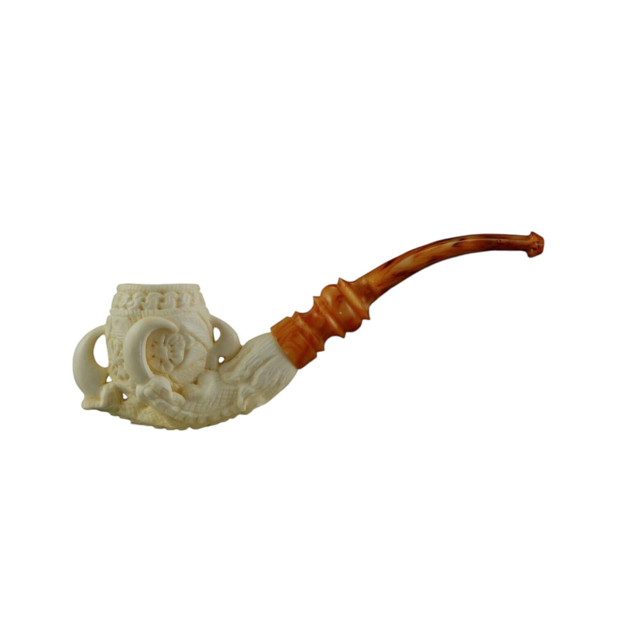 Eagle Claw Design handcrafted block meerschaum pipe with amber stem