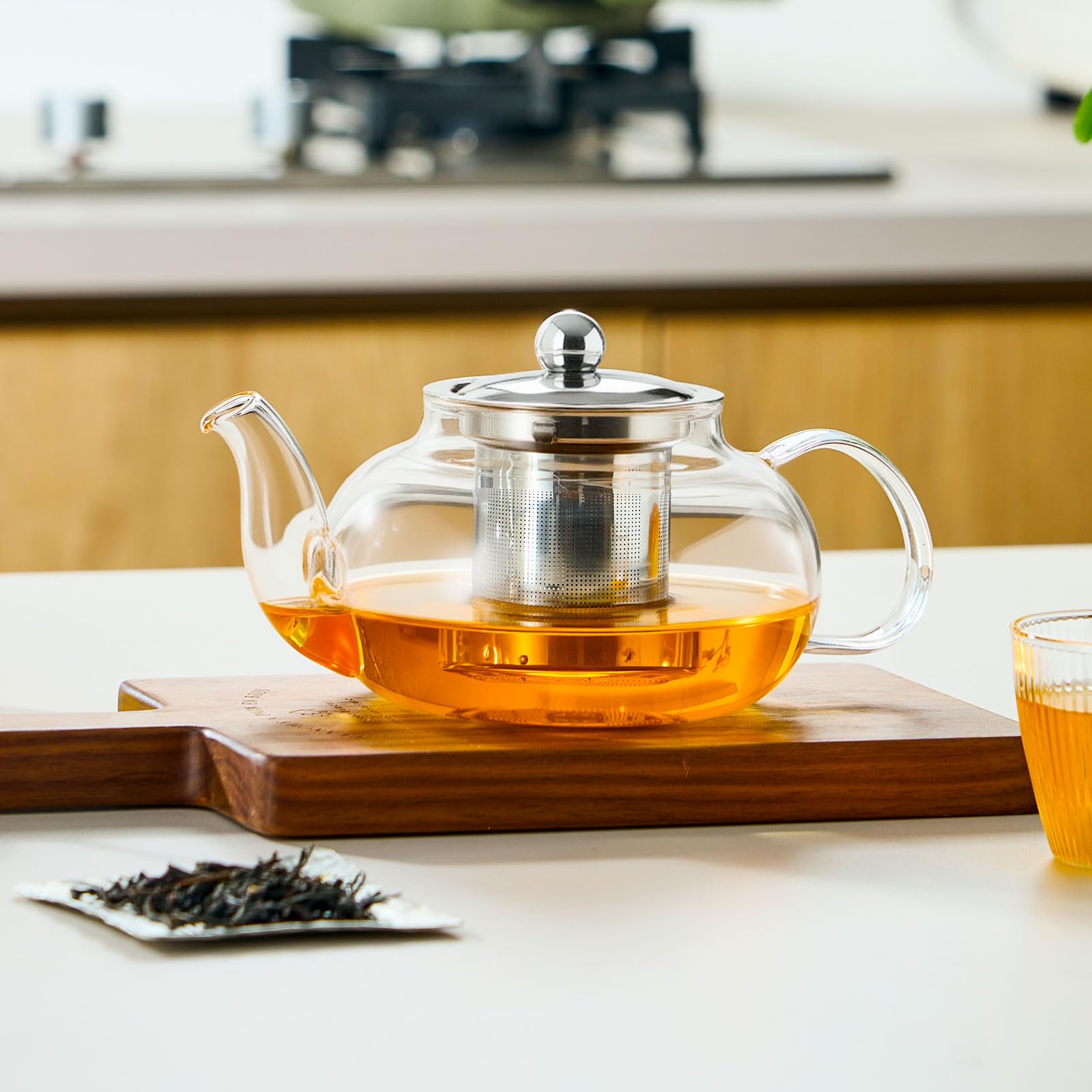 Loose leaf blooming tea brewing Baalaka Glass Teapot
