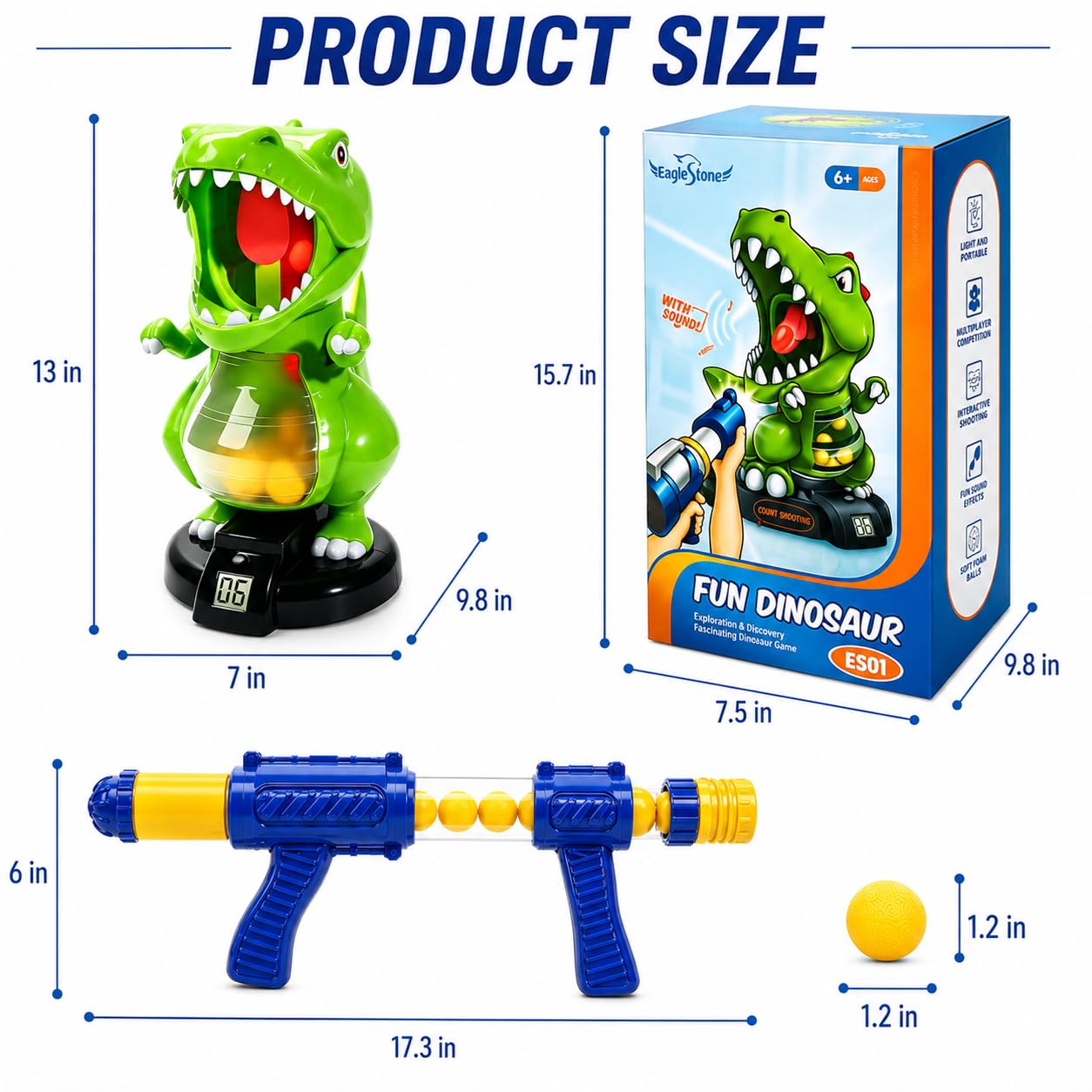 Kids ages 5 to 12 playing with the dinosaur shooting game