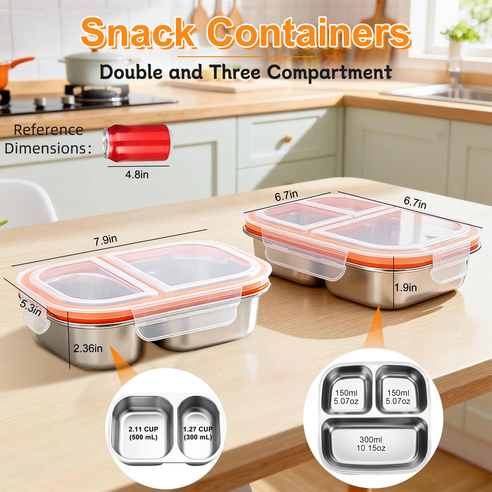 Leakproof lid with silicone seal on EALRIDV snack containers