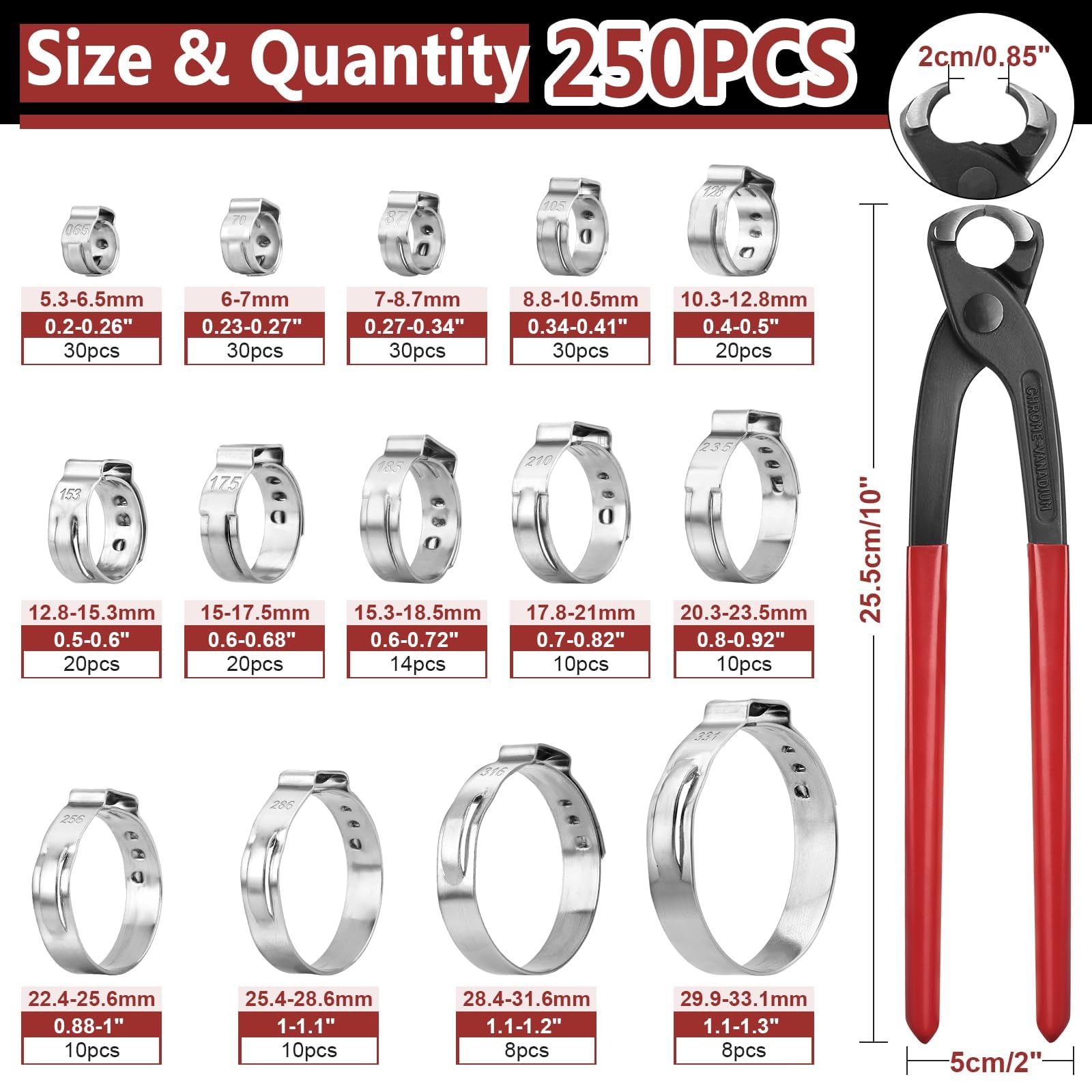 Chrome-vanadium steel pliers with rubber grips