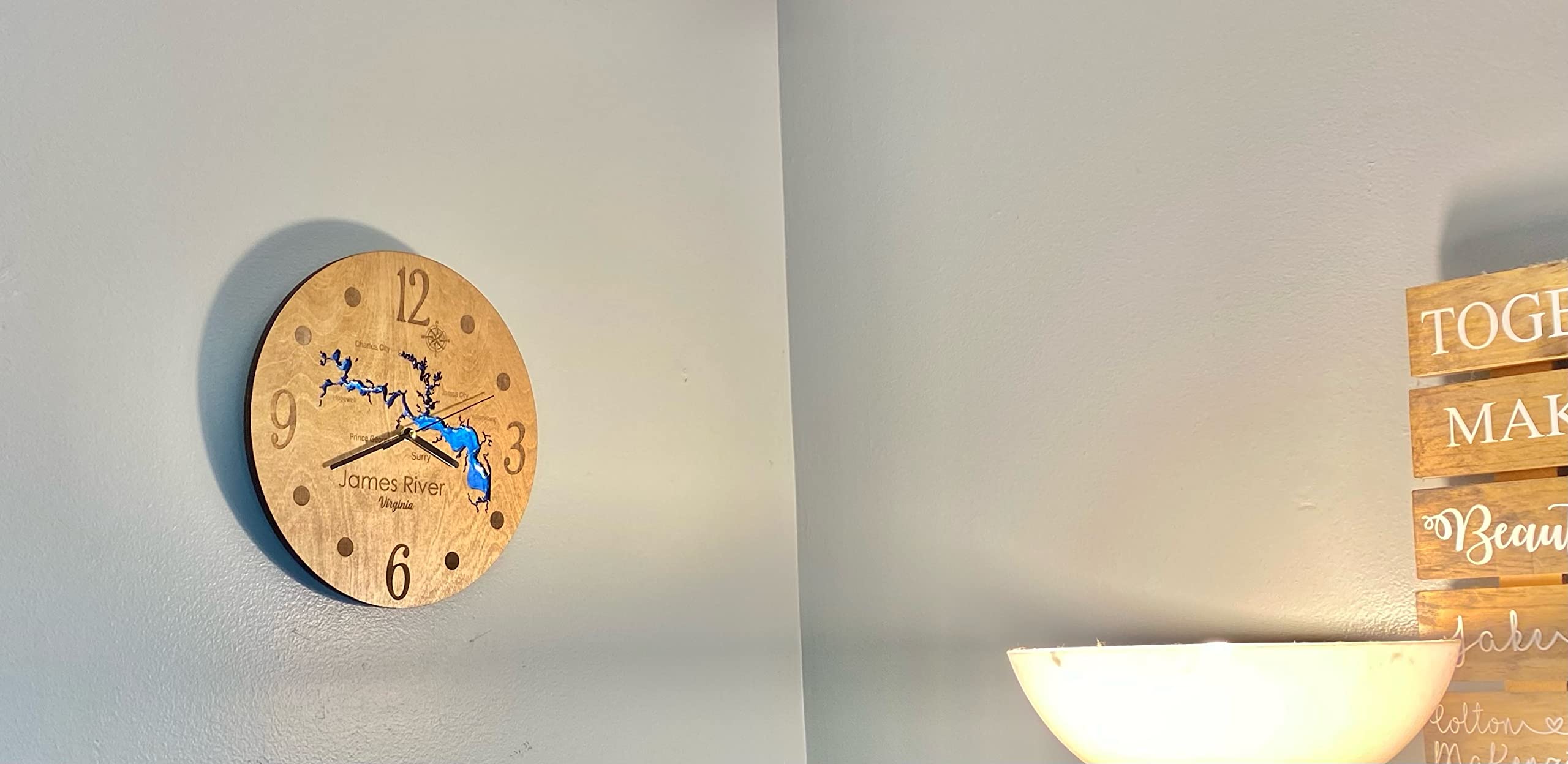 Wall mounted clock showing 10 1/2 inch diameter