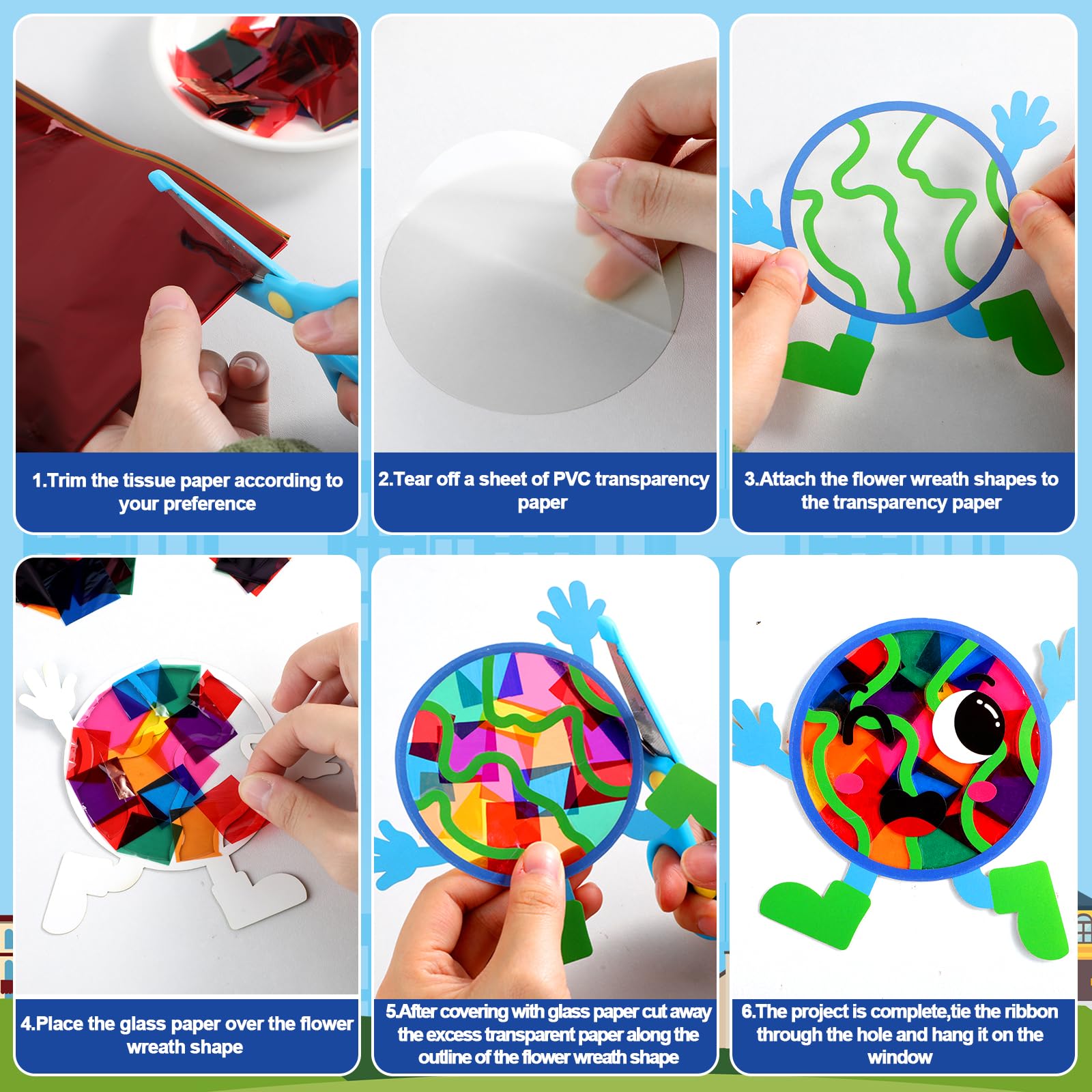 Eight Earth Day motif designs for window art