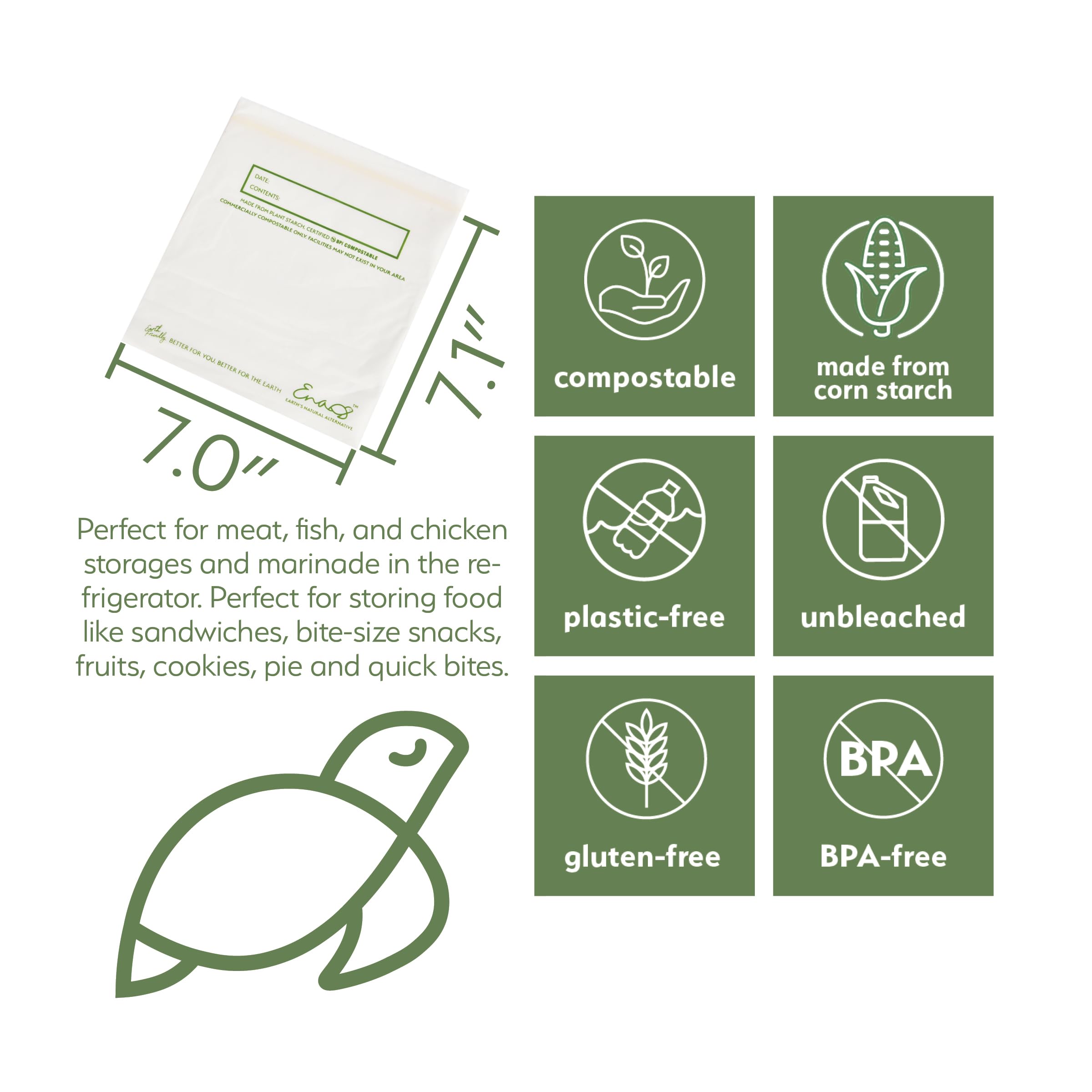 Earth’s Natural Alternative food storage bags 7.0x7.1 inches 100 count