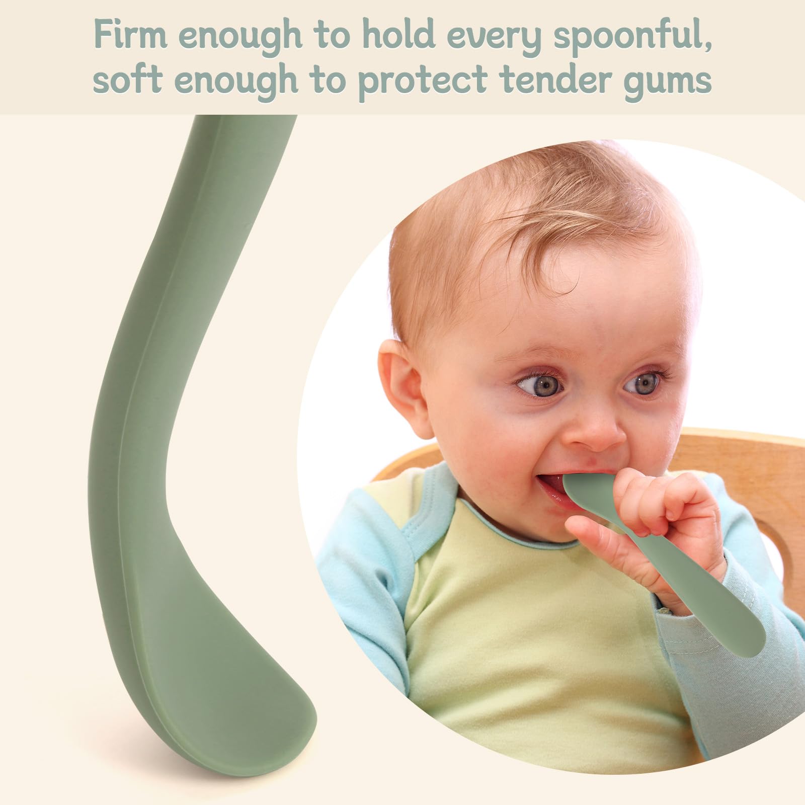 Dishwasher safe silicone spoons for babies by Eascrozn