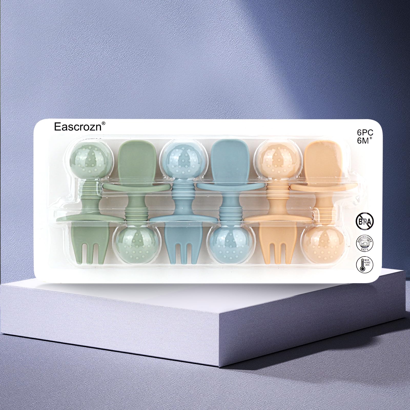 Six piece silicone baby utensils for weaning by Eascrozn