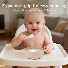 Eascrozn silicone spoons for self feeding with ergonomic handle