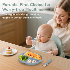 Rounded edge forks and spoons with silicone handles