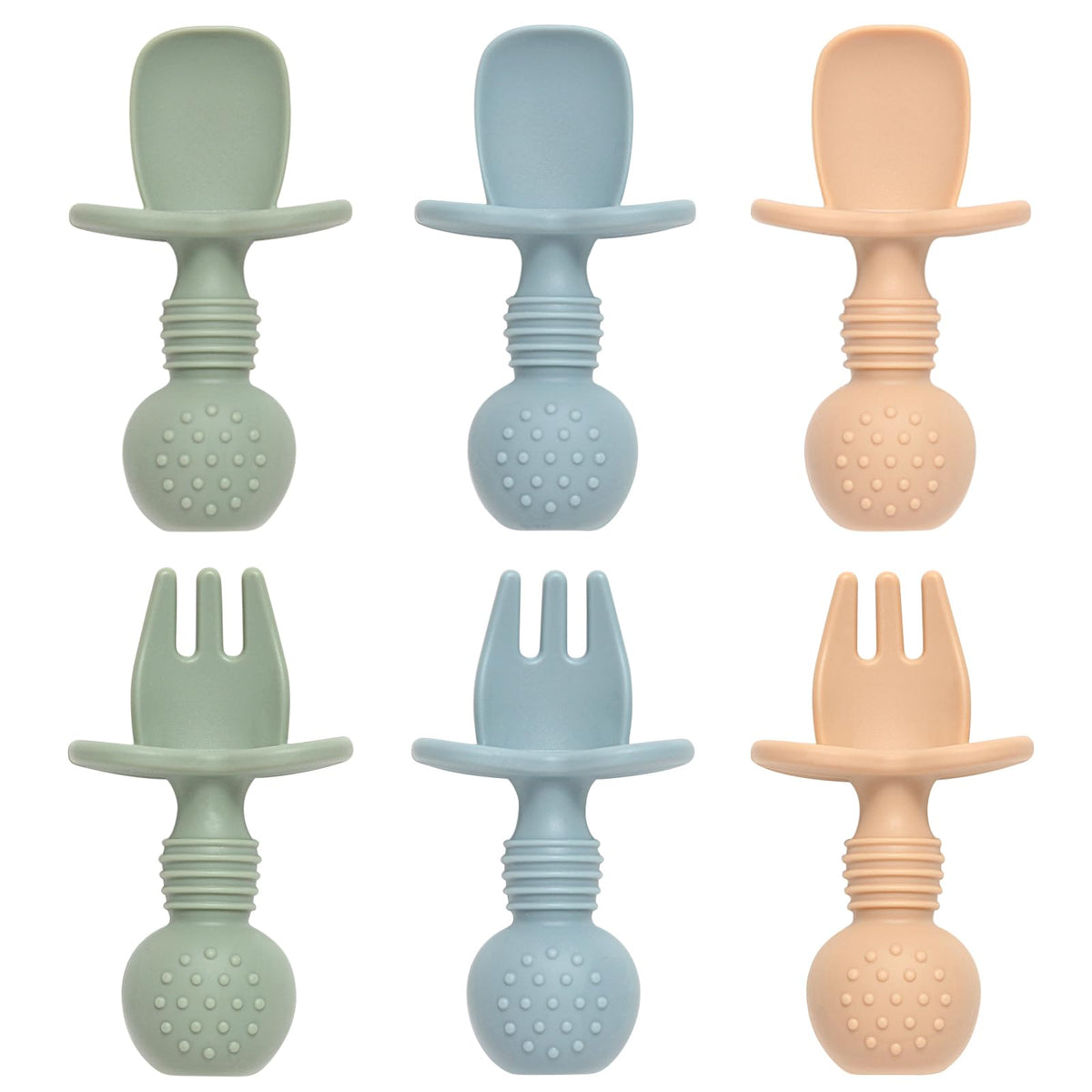 Eascrozn silicone baby spoons six pack close up