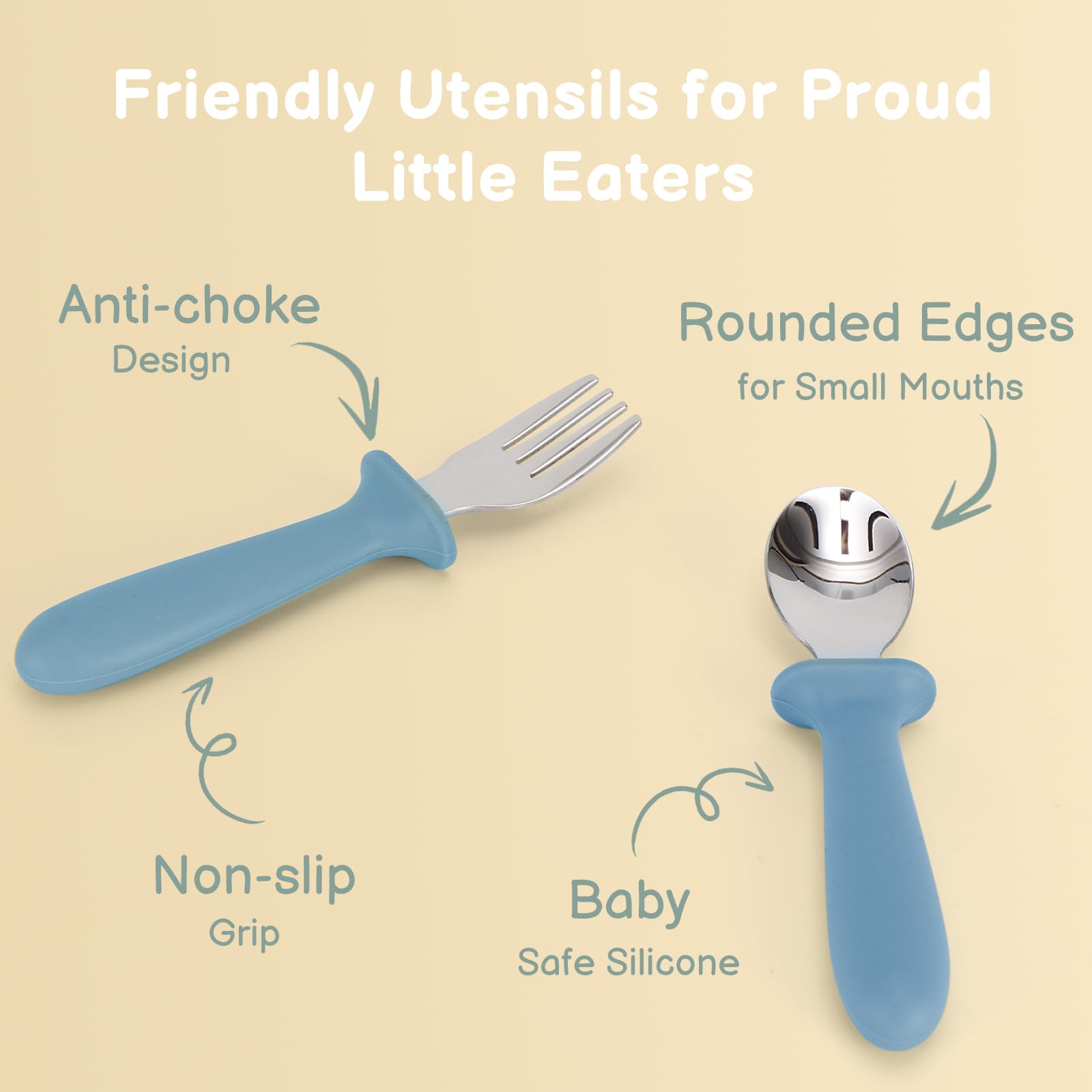 18/8 stainless steel and food-grade silicone utensils by Eascrozn