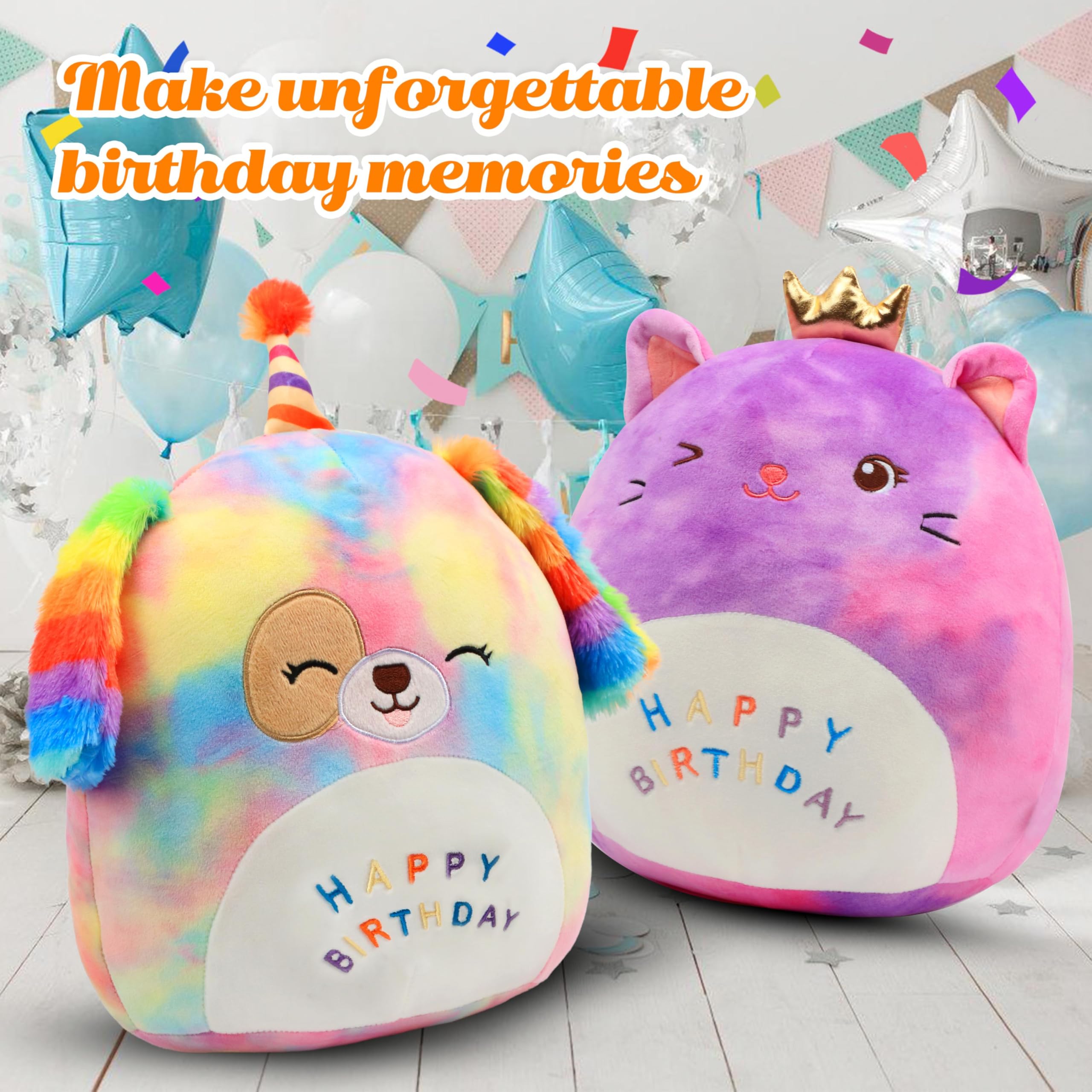 Easfan birthday dog plush pillow in car interior setting