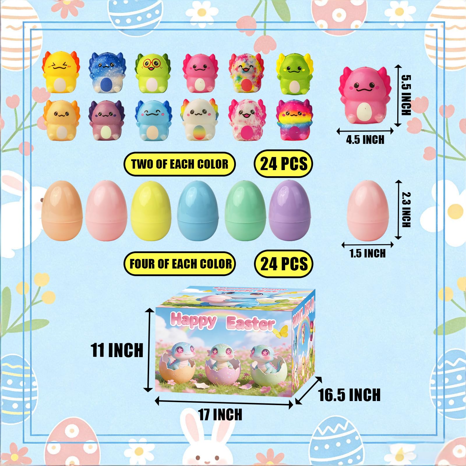 easter egg gift set with axolotl squishies