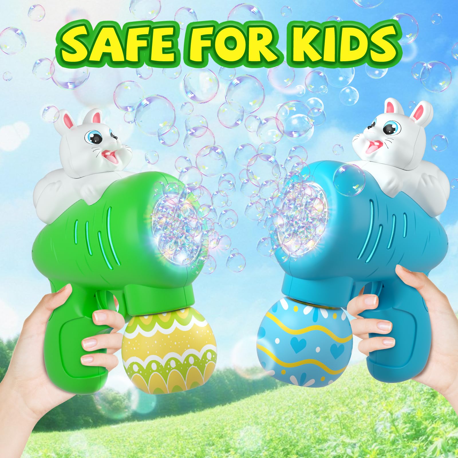Indoor and outdoor Easter bubble play for kids