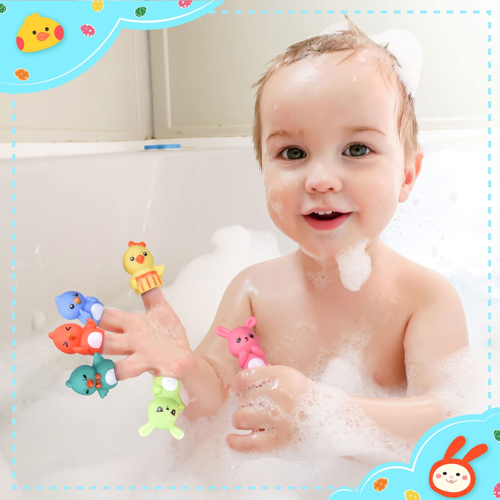 bath time pretend play with easter finger puppets