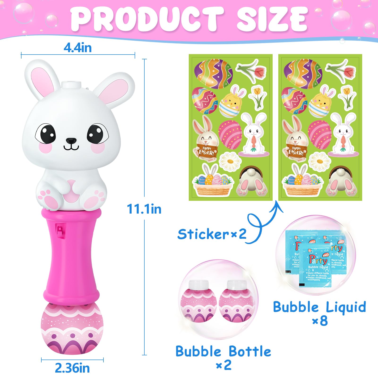 Pink and purple bunny bubble wands with color changing LEDs