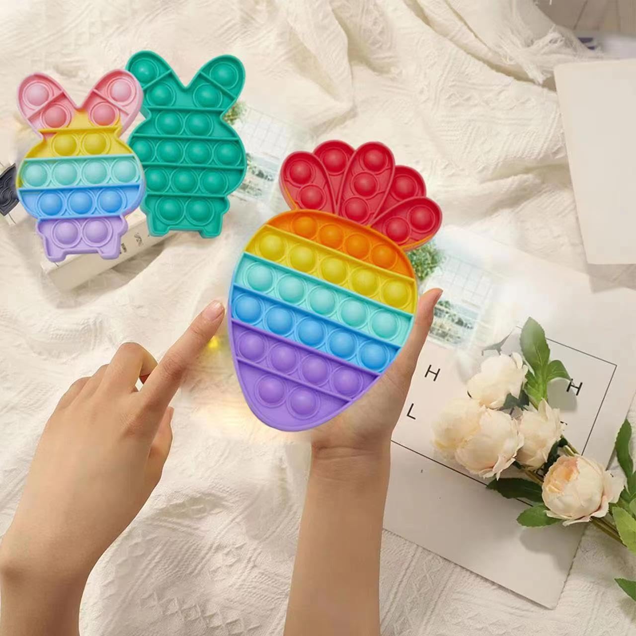 Easter Bunny Carrot Design pop toys for kids