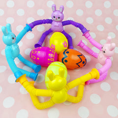 Four bunny colors and four tube colors in the pack