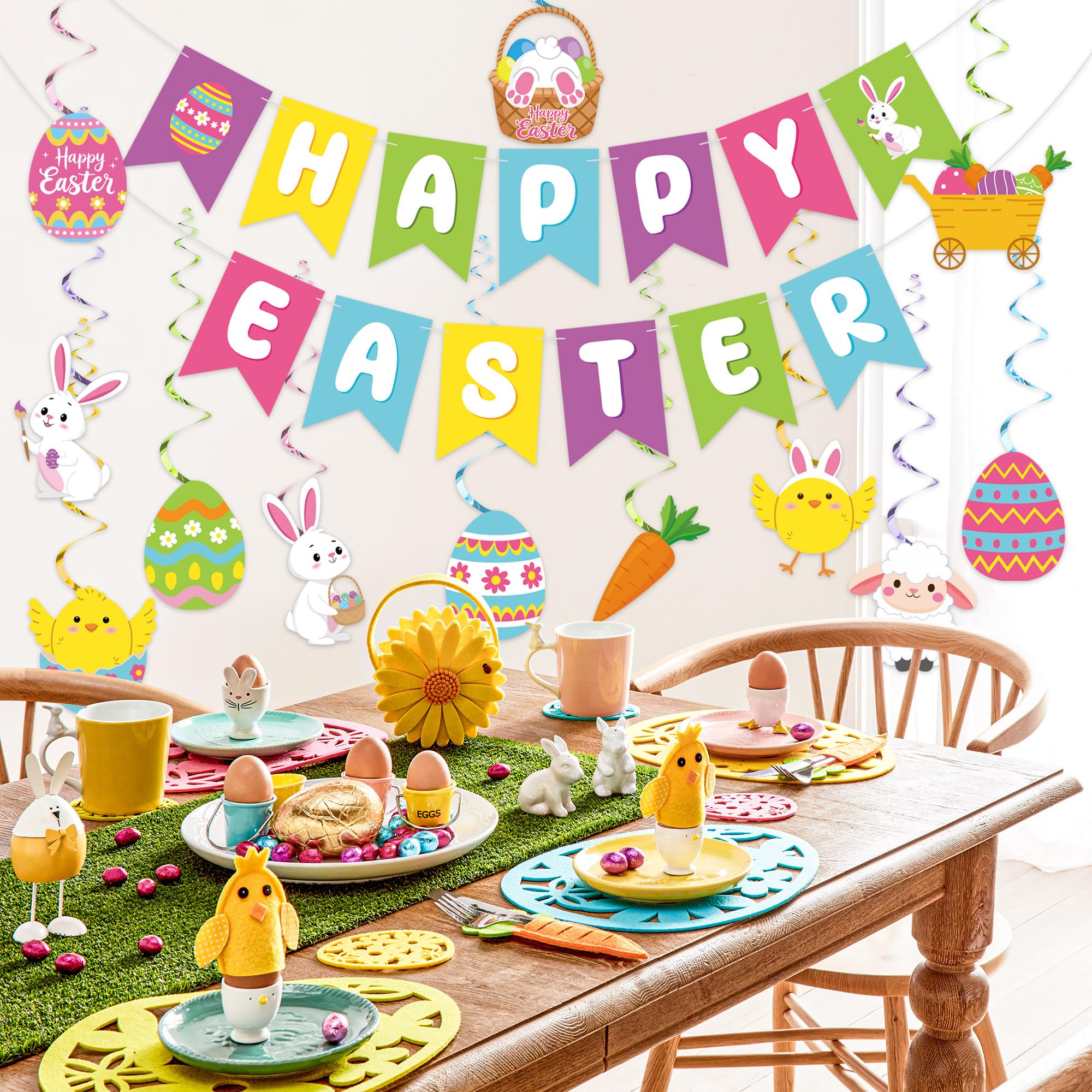 Walls and windows display Easter banner decorations