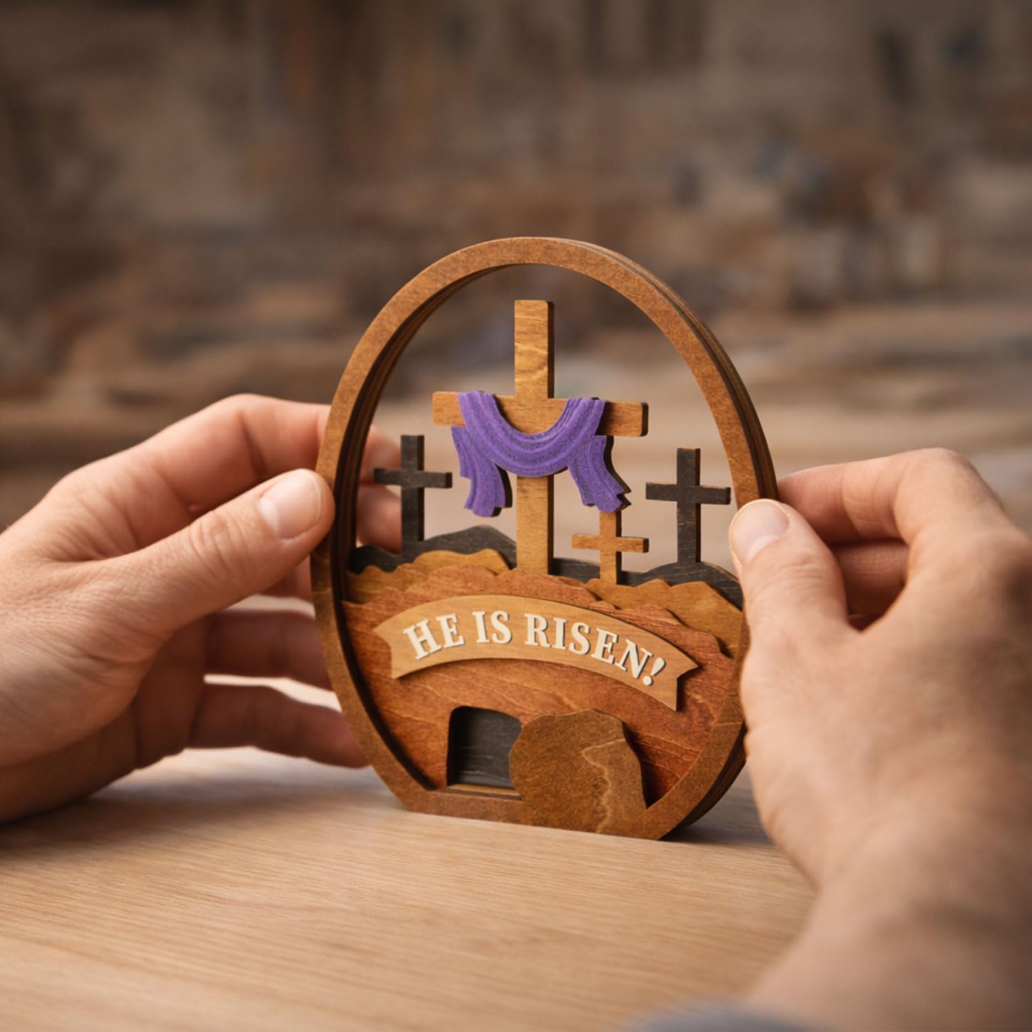 Easter decor arranged for church display