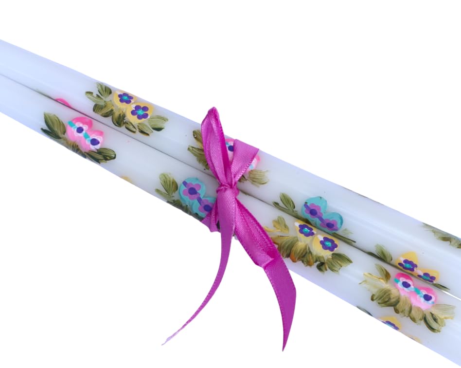 Two Easter candles for dining room centerpiece