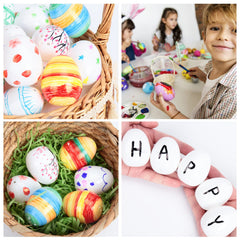 Hollow lightweight plastic Easter eggs with decorative holes