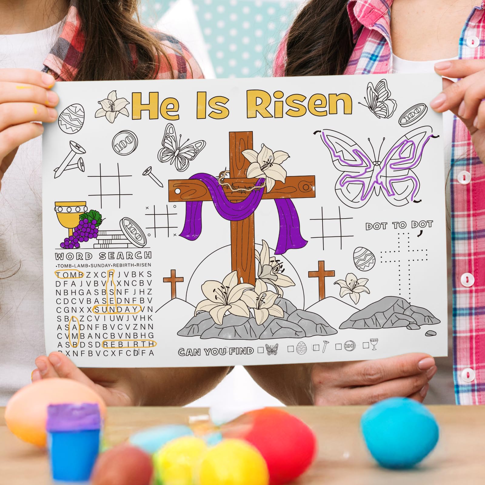 Quality paper disposable placemats for coloring on dining table
