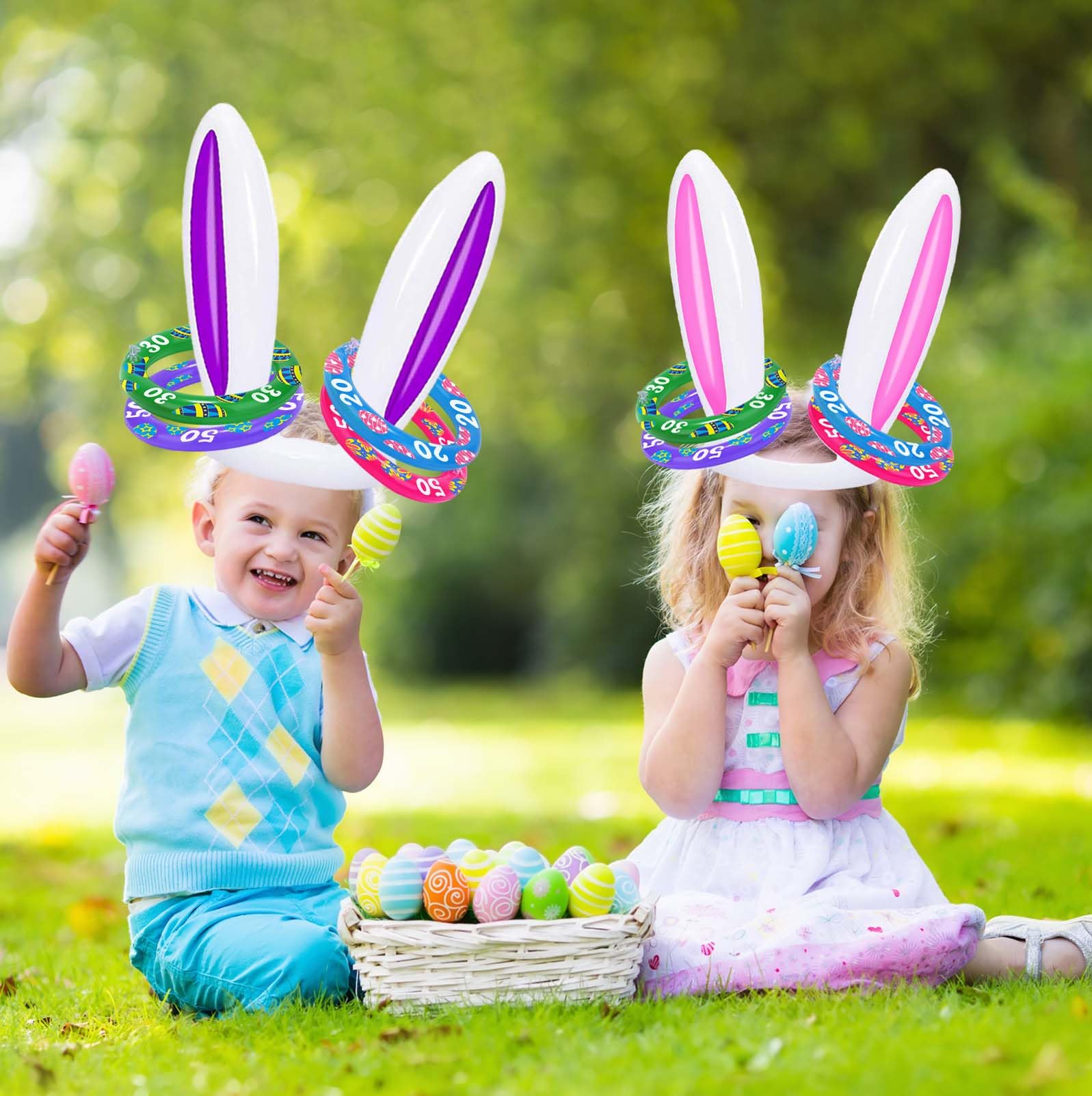 Indoor and outdoor Easter game setup for family