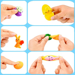 Easter mochi squishy toys packed in fillable eggs in 12 colors