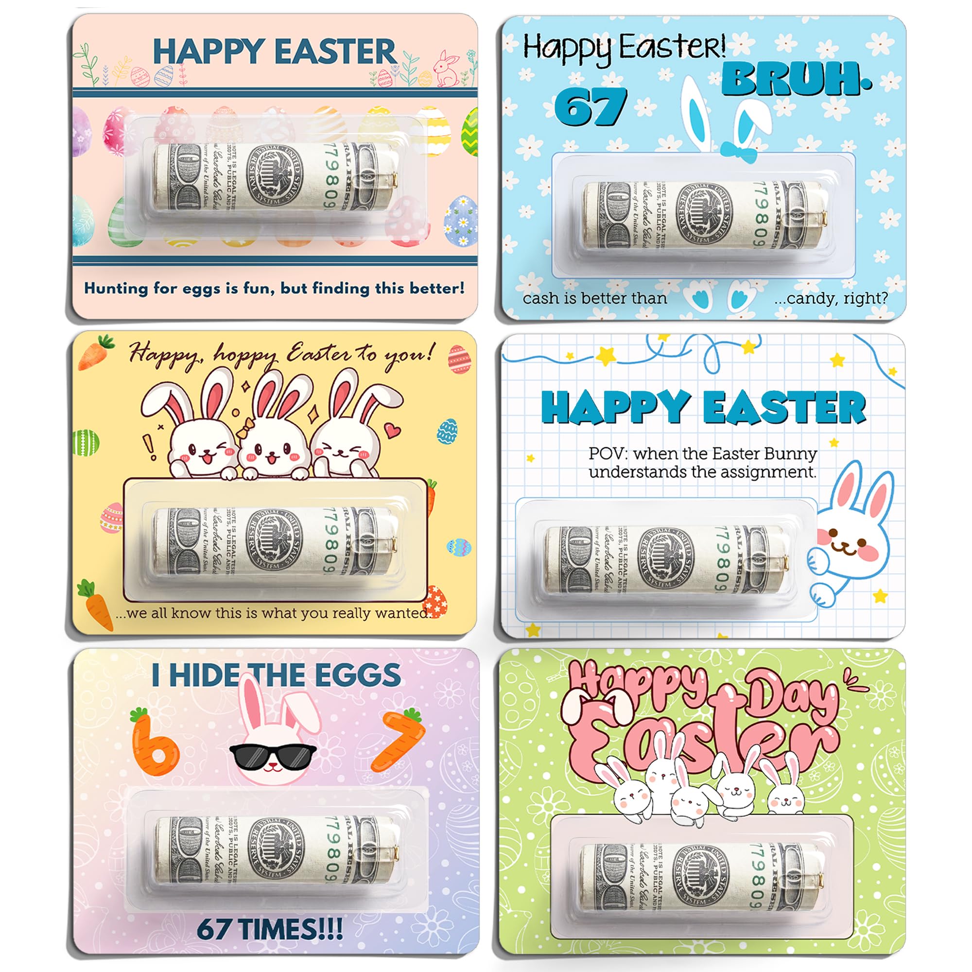 Six Seven Bunny Easter money holder with plastic cover