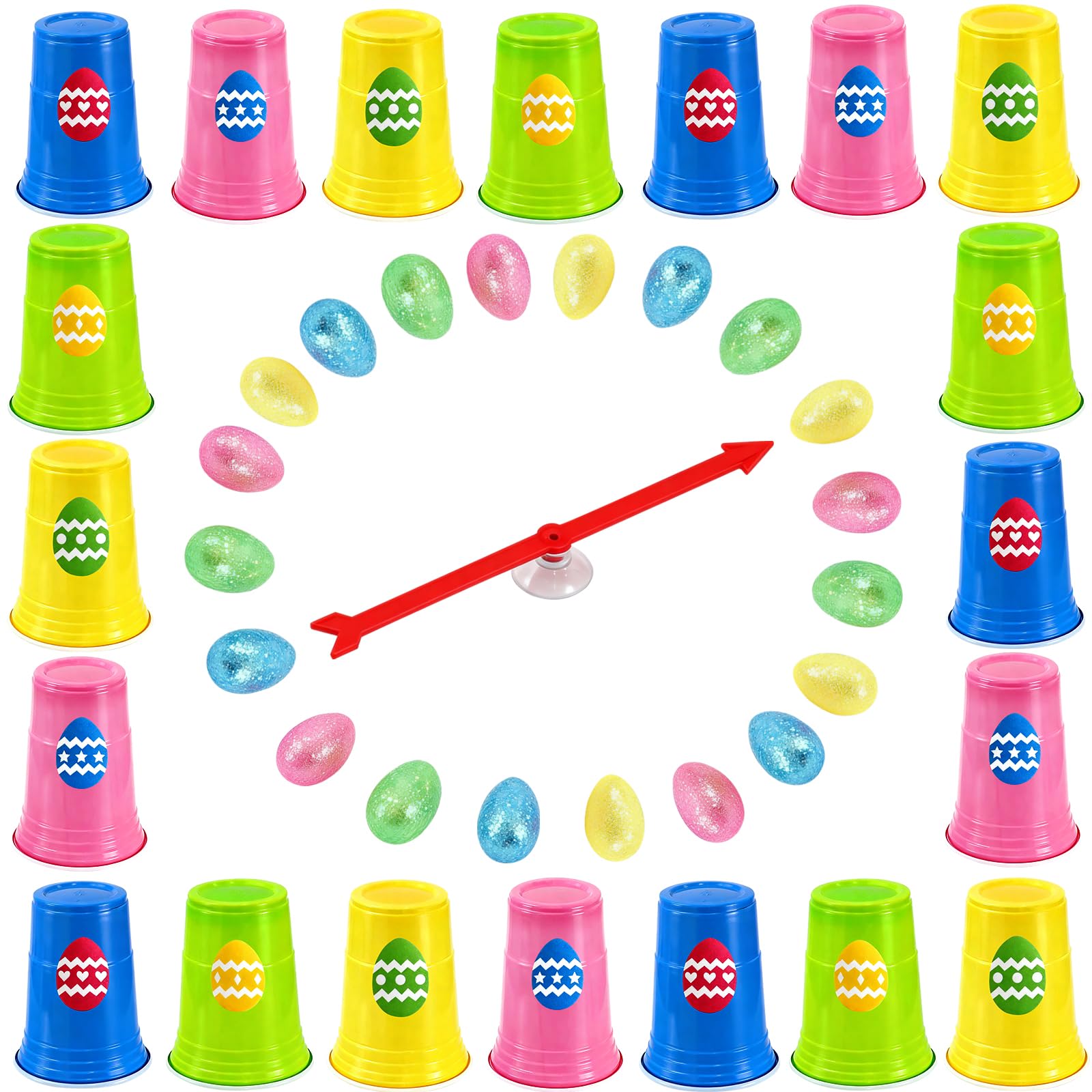 Easter Party Game Spinning Roulette Set with 20 cups and spinning pointer