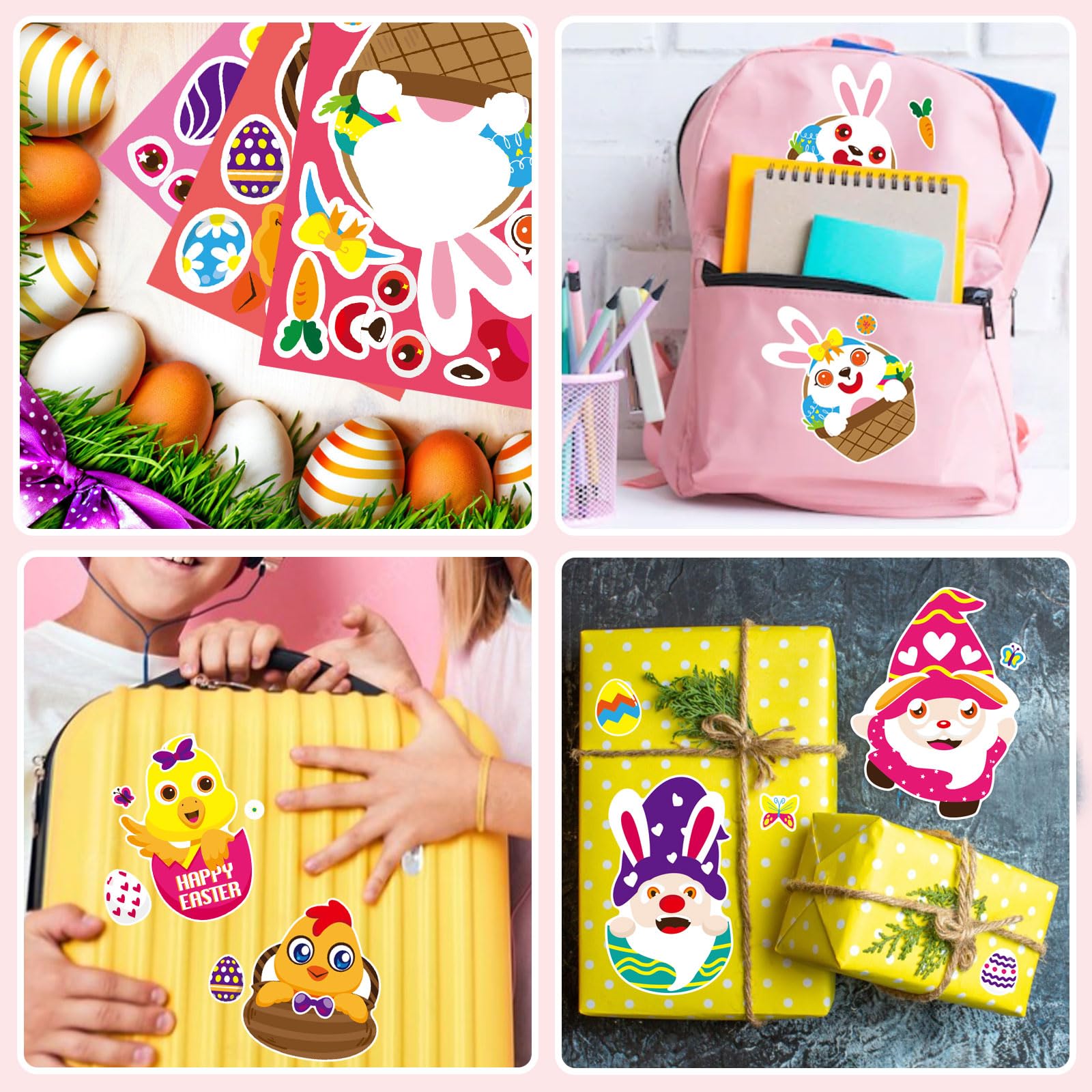 reusable adhesive Easter face stickers for kids
