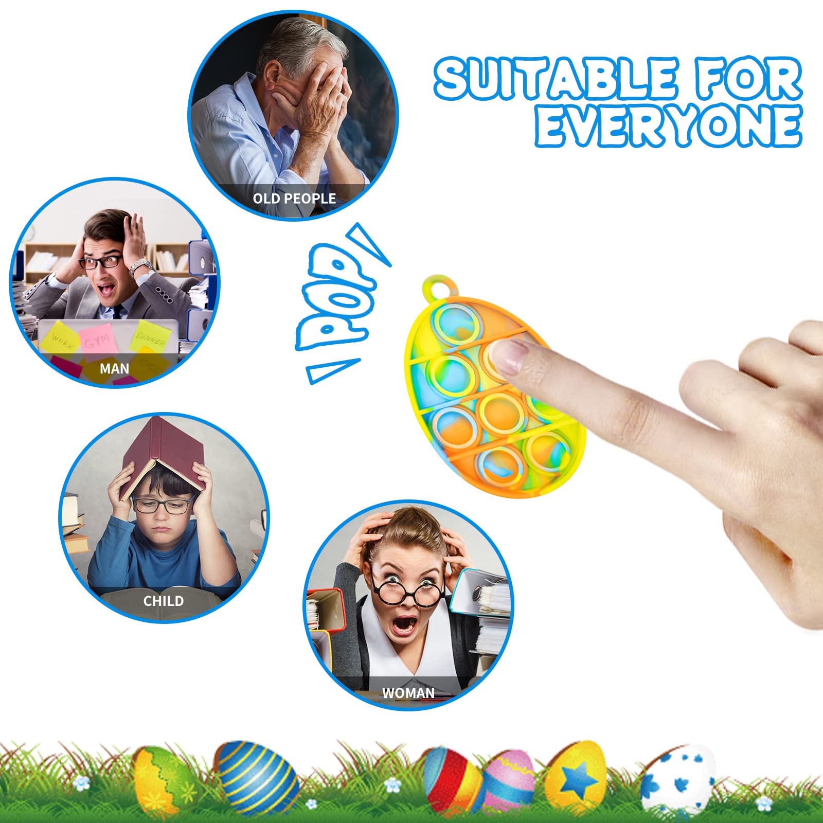 Easter pop fidget toys 24pcs closeup