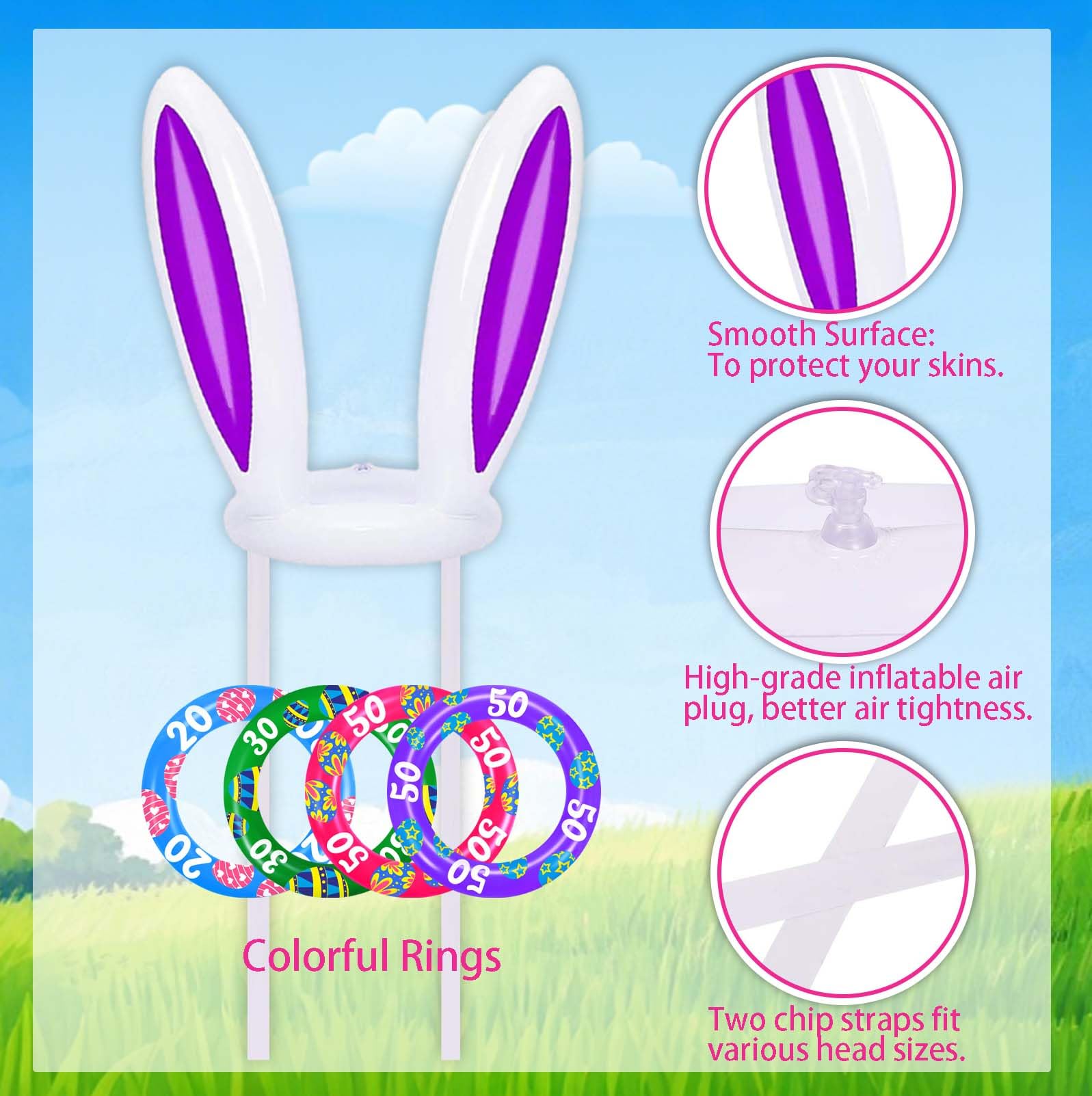 Pump included for inflating bunny ears