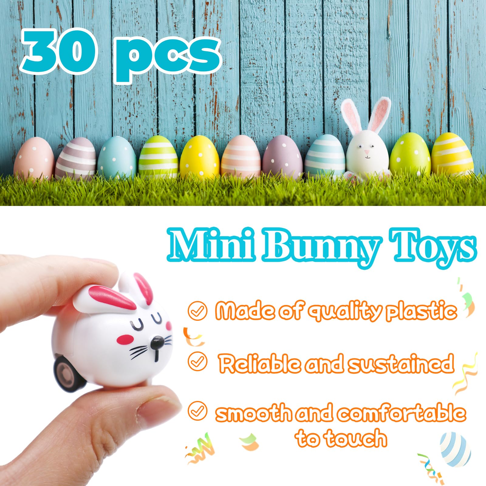 Six facial expressions on mini bunny pull back cars