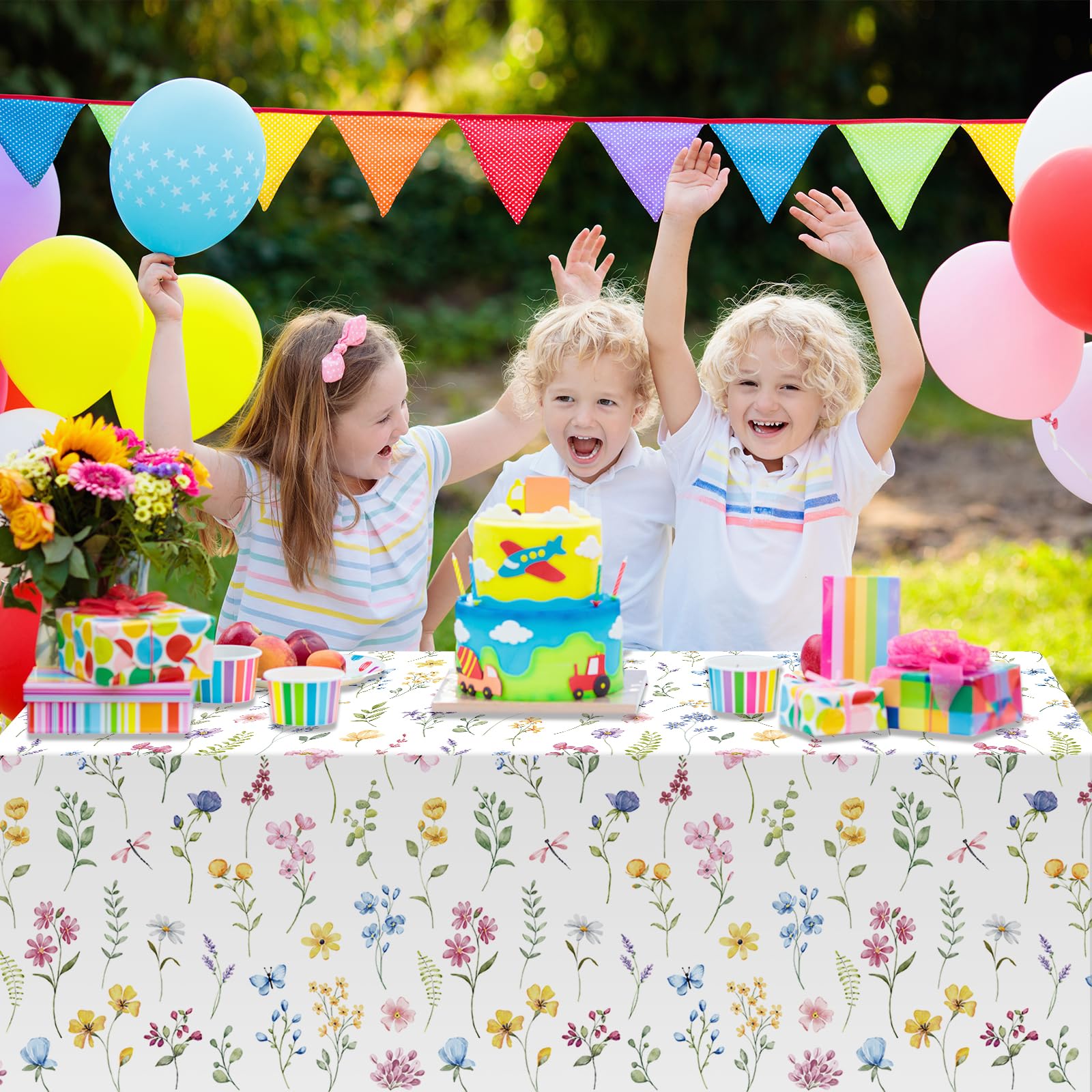 1 roll Spring Floral tablecloth for garden parties and desktop decor