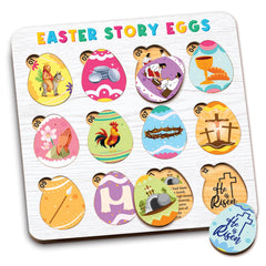 Easter Story Eggs 12 wooden eggs puzzle set for kids