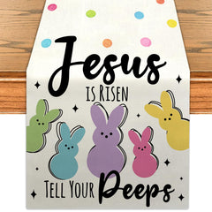 easter table runner 13x72 inches he is risen design
