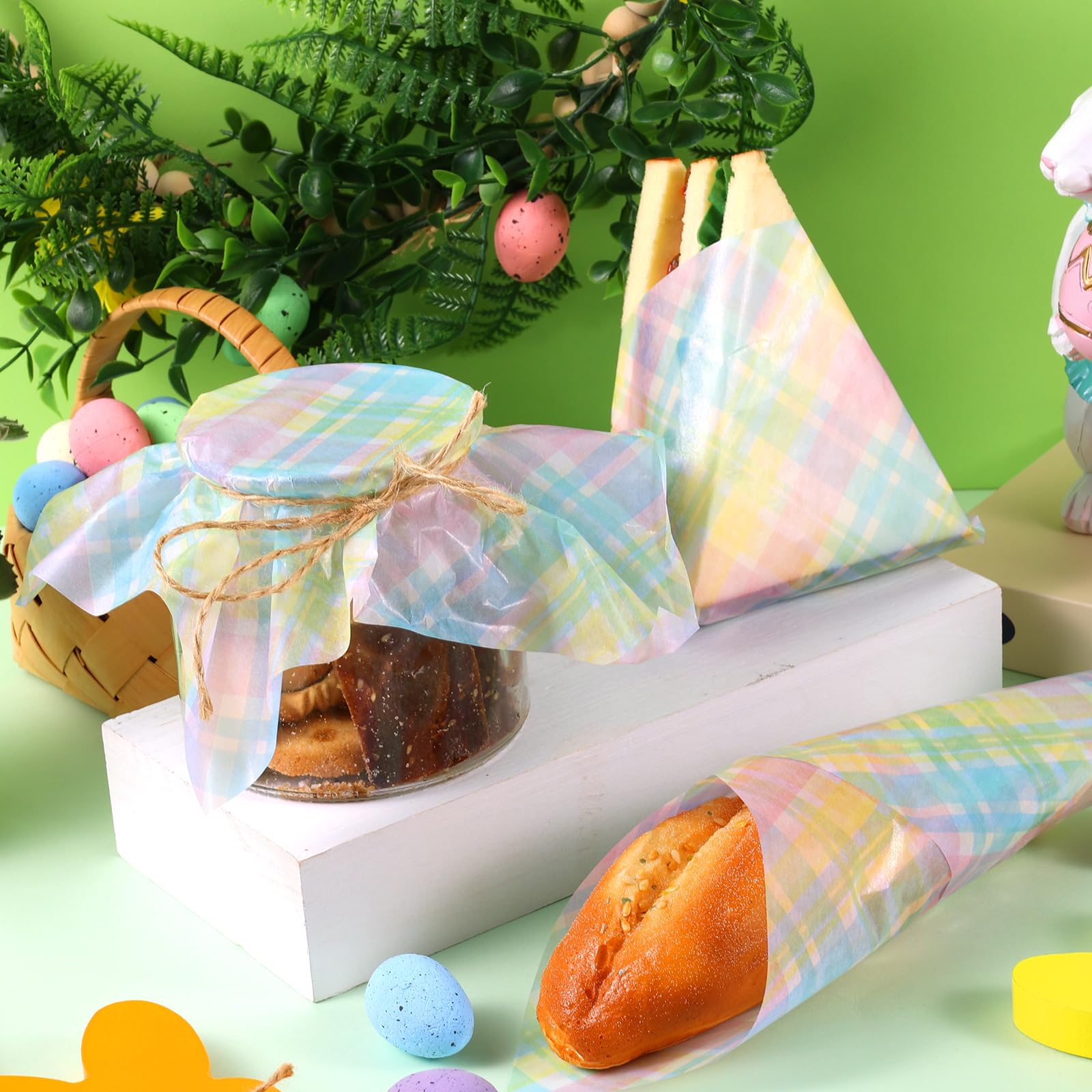 Pastel plaids deli paper for Easter party wrapping and decor