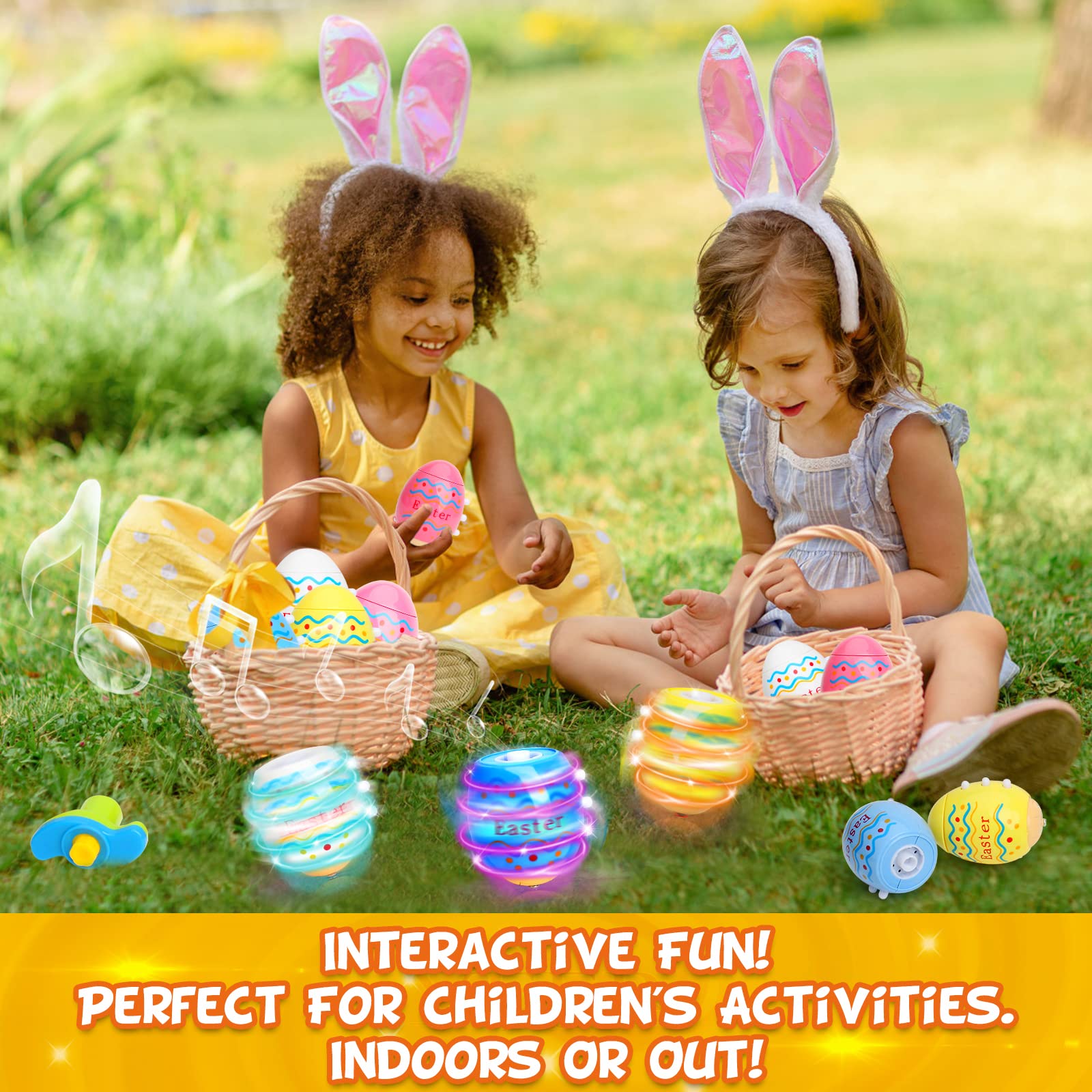 Educational toy promoting hand eye coordination easter egg tops