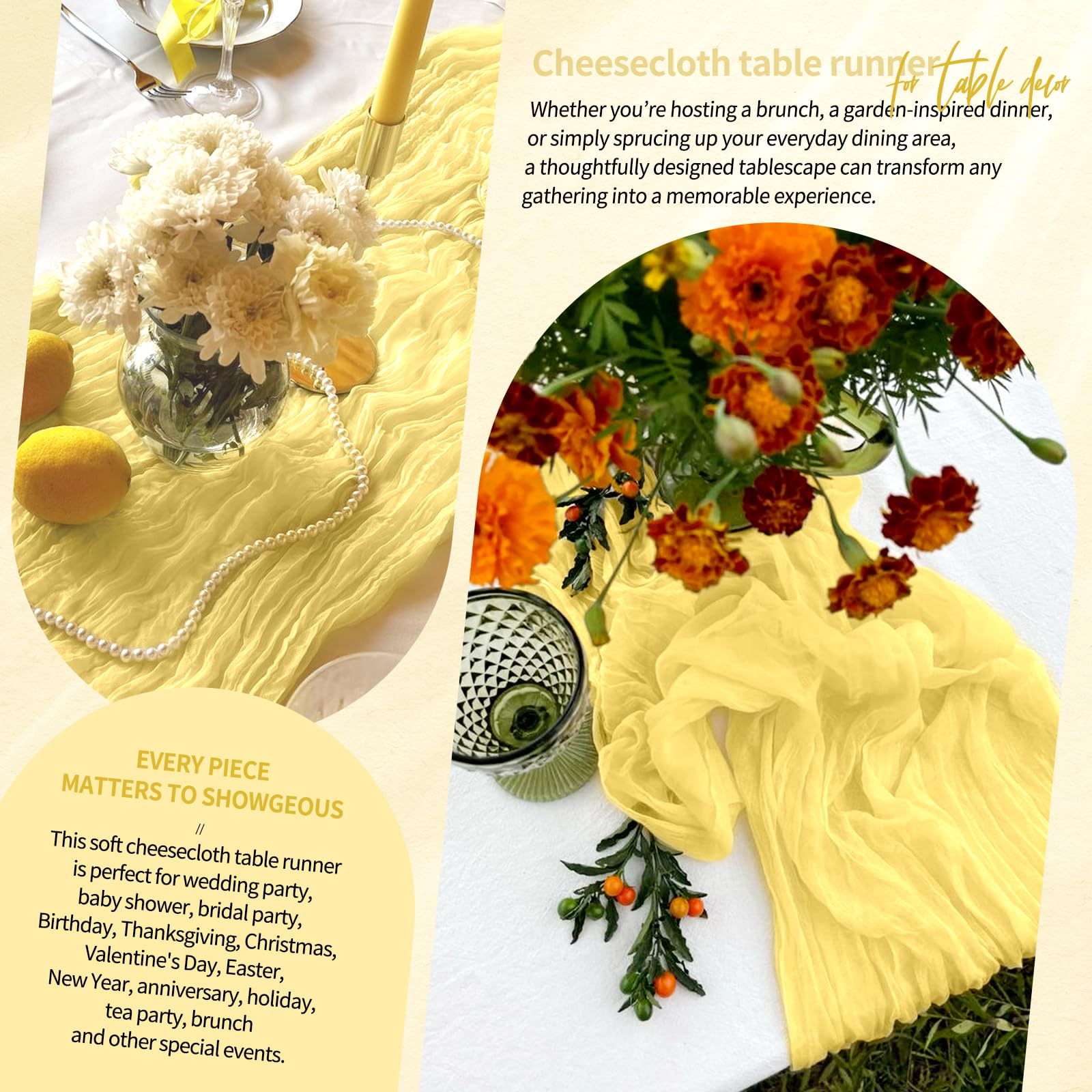 Easy care cheesecloth runner ready for washing