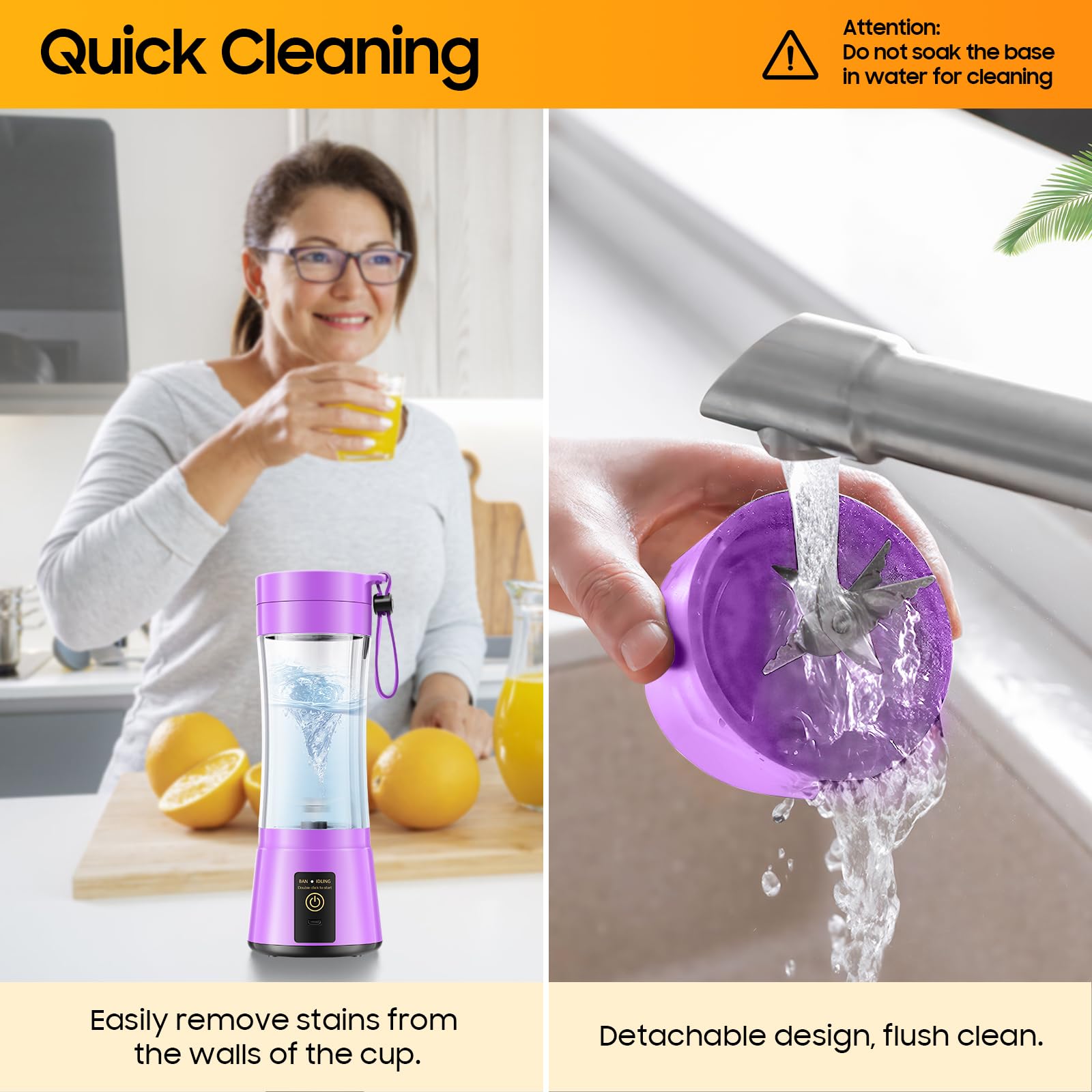 Blades exposed during upside-down operation for juicing