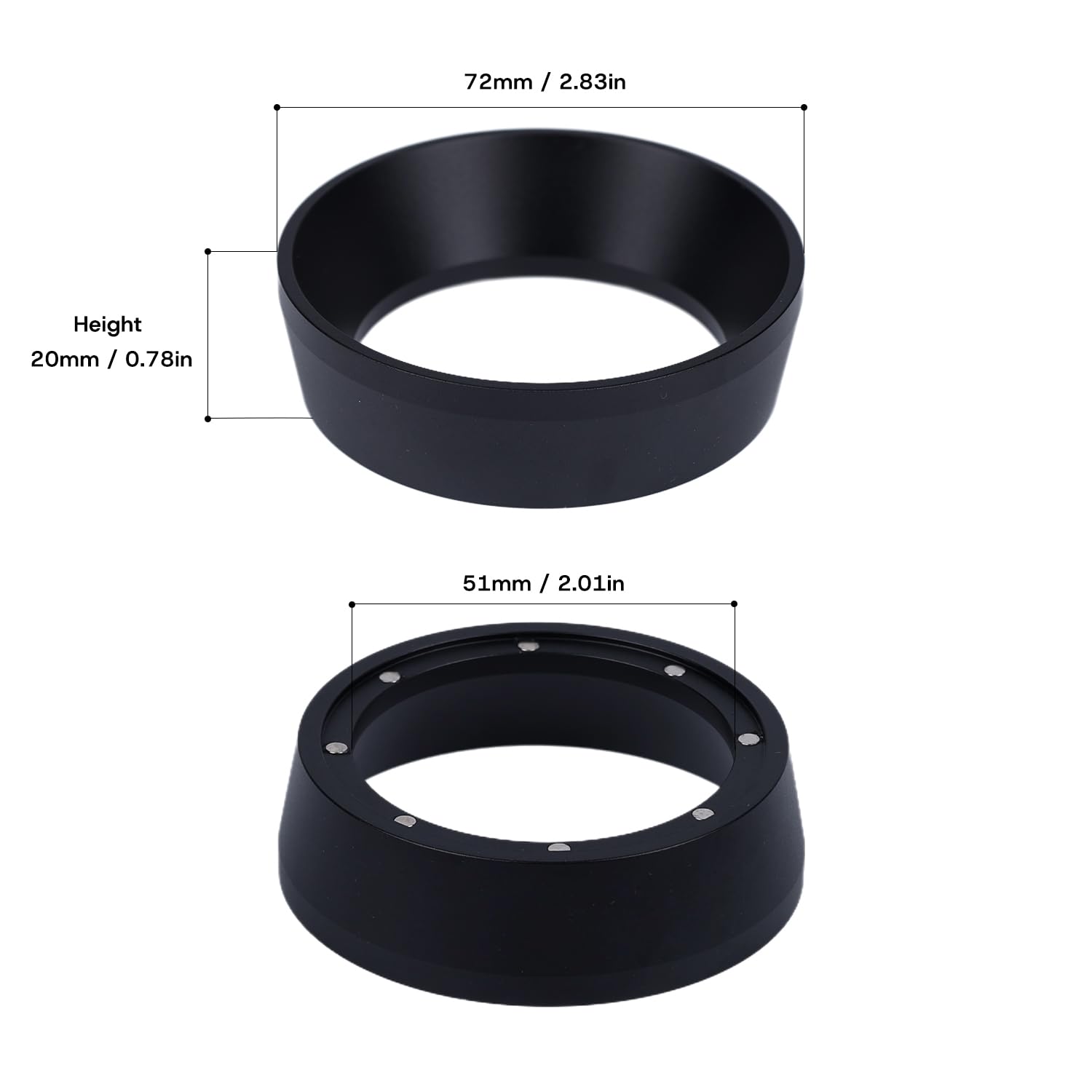 weight 68g aluminum dosing funnel