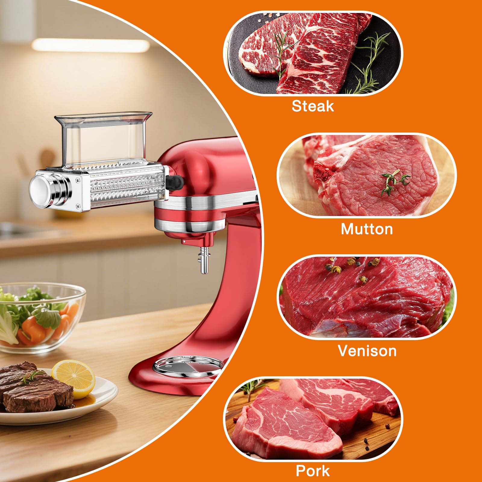 Dishwasher-safe tenderizer attachment for mixers