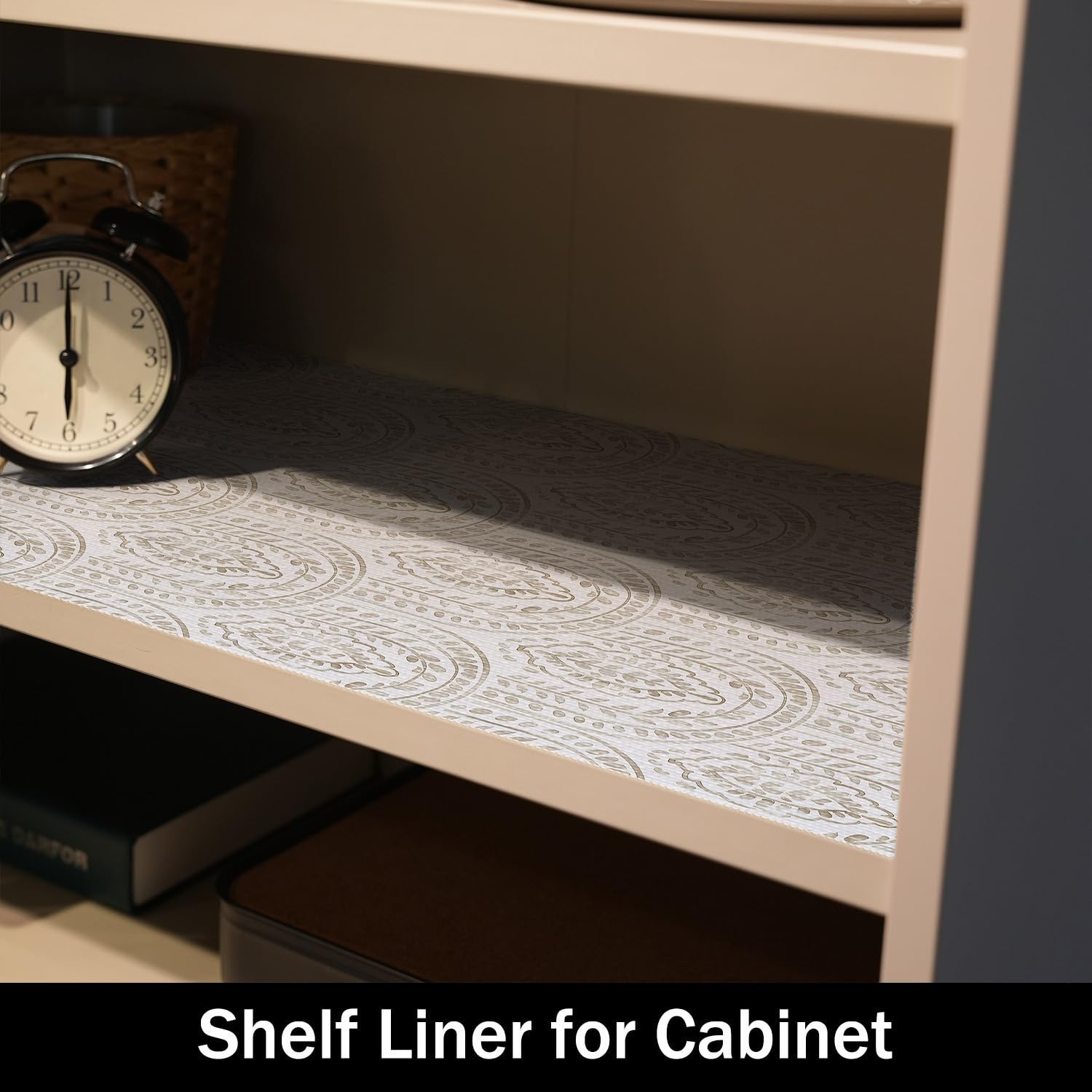 Beige leaf pattern liner for drawers by Amiitay