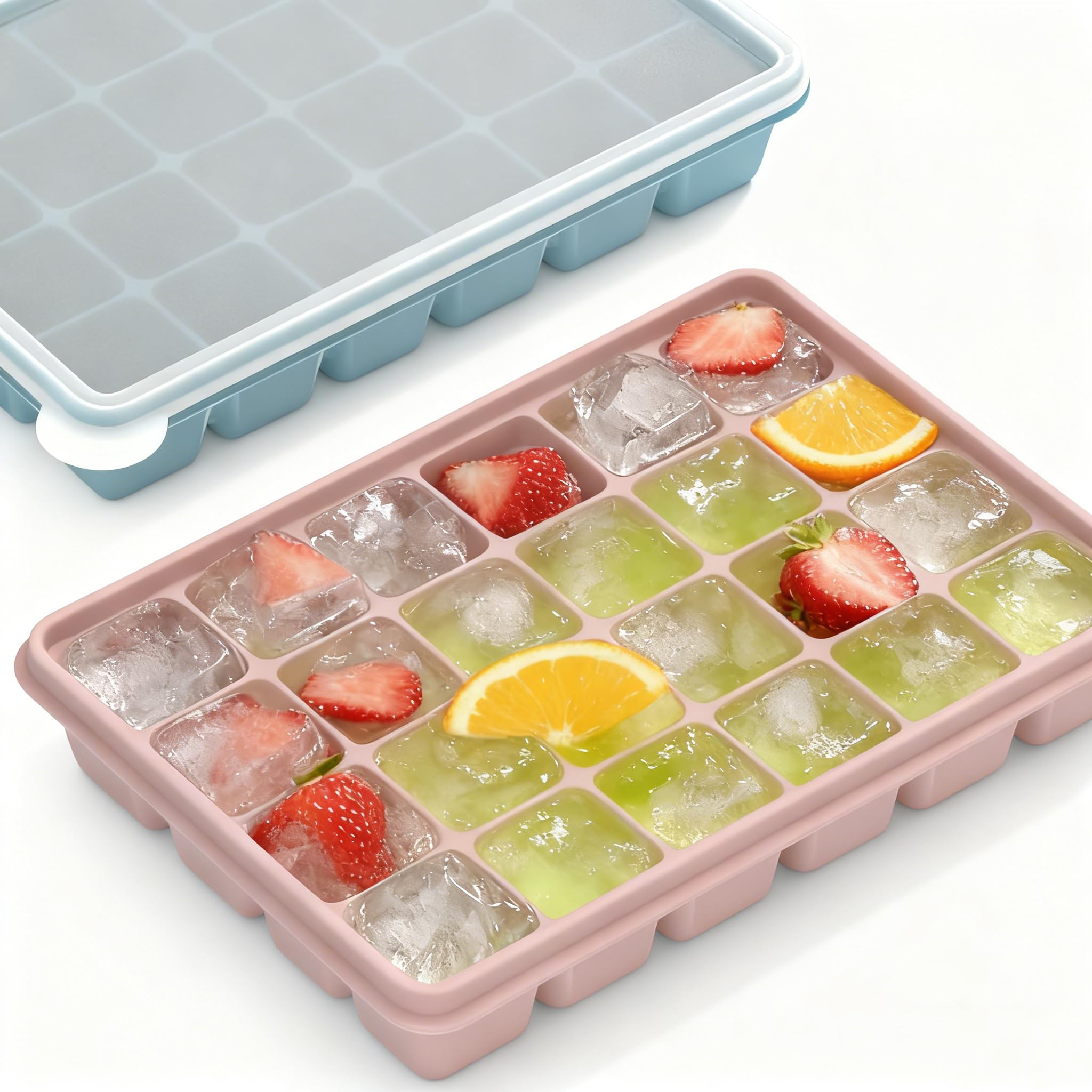 Easy release flexible silicone ice cube trays pop out cubes easily