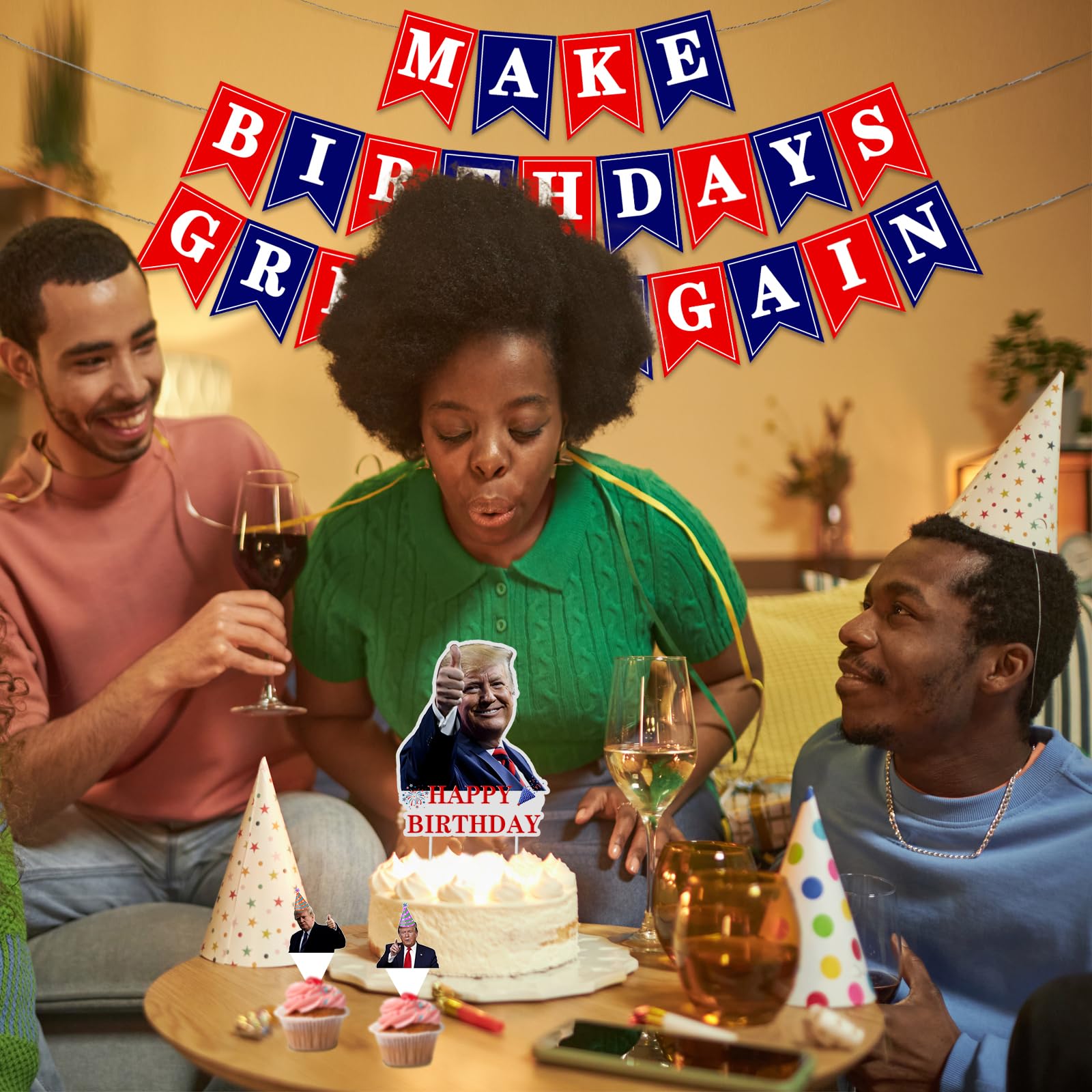 Milestone birthday celebration with patriotic decor image