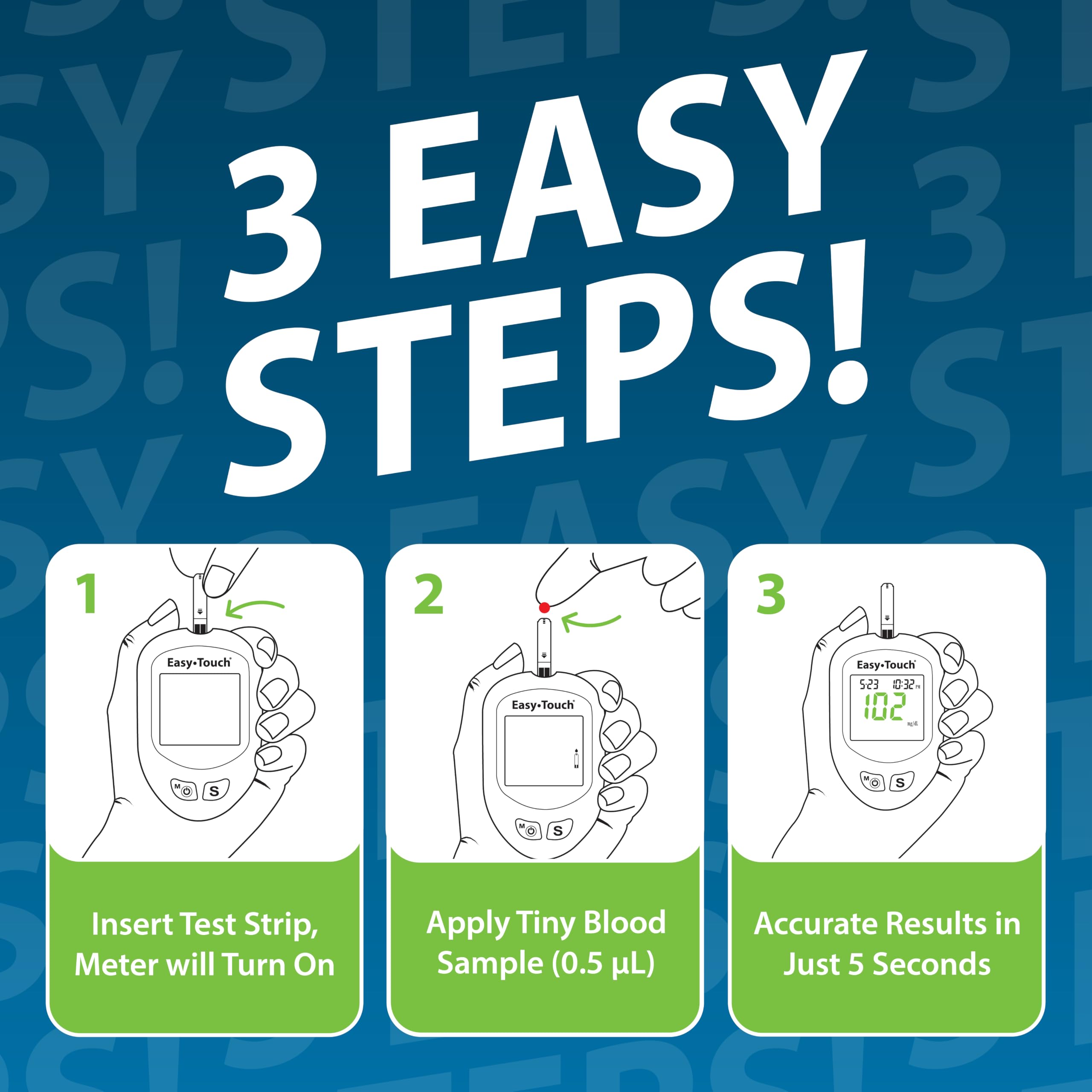 Glucose test strips fast 5 second results with EasyTouch